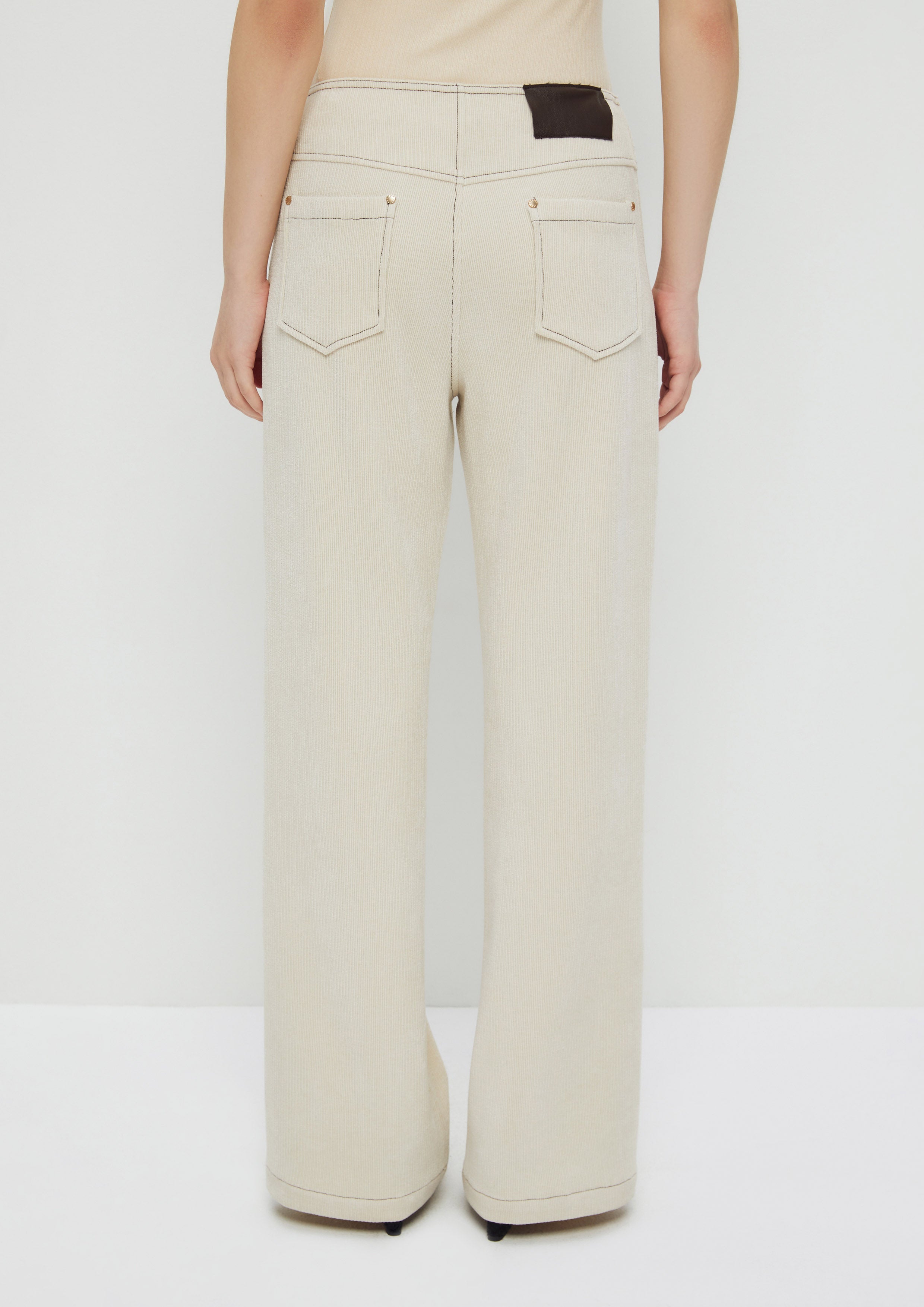 Corduroy Pants With Logo Leather Embroidery King Shere Khan