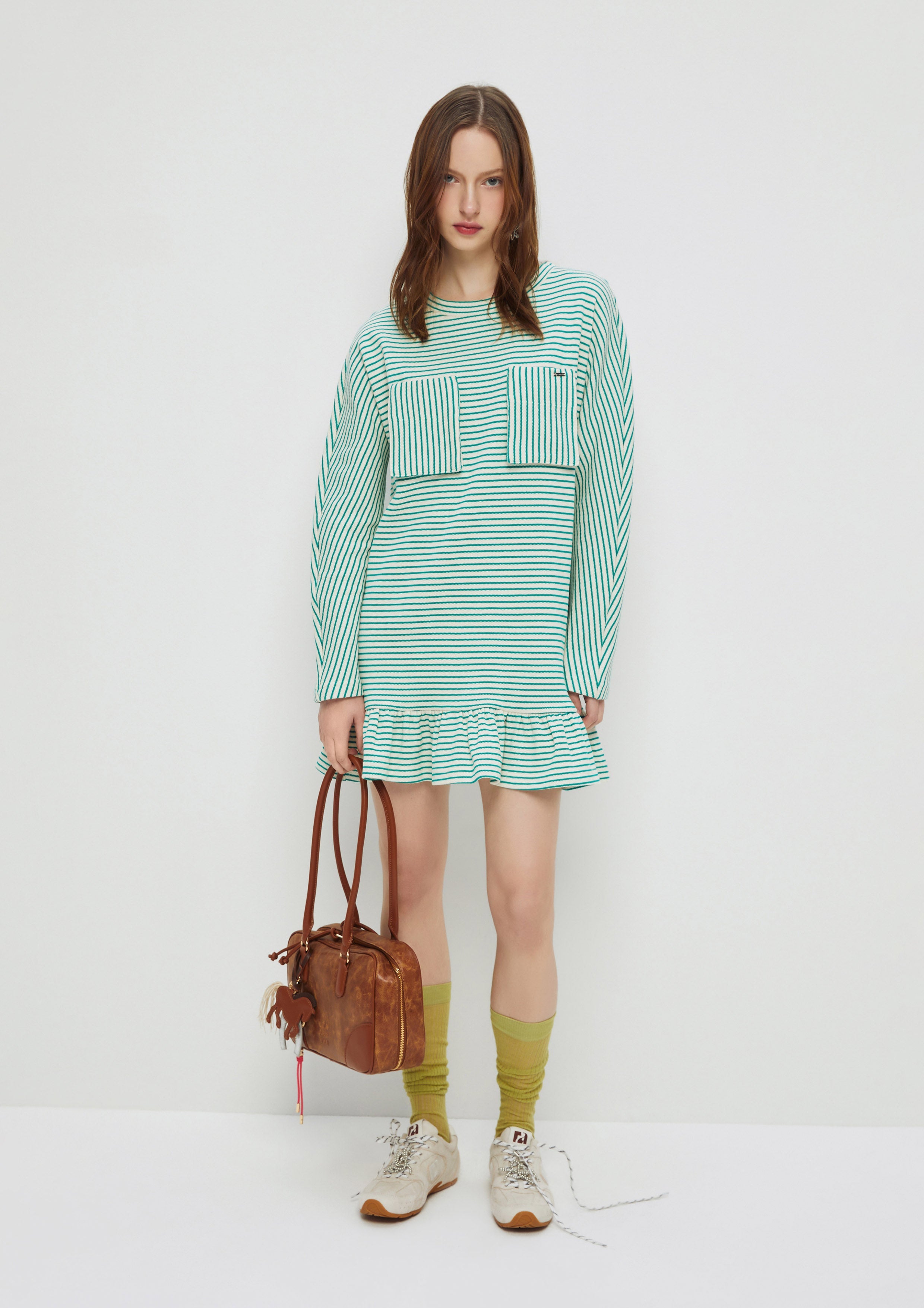 Stripe Ruffle Trim Skirt Mini Dress The Eyes of Jungle