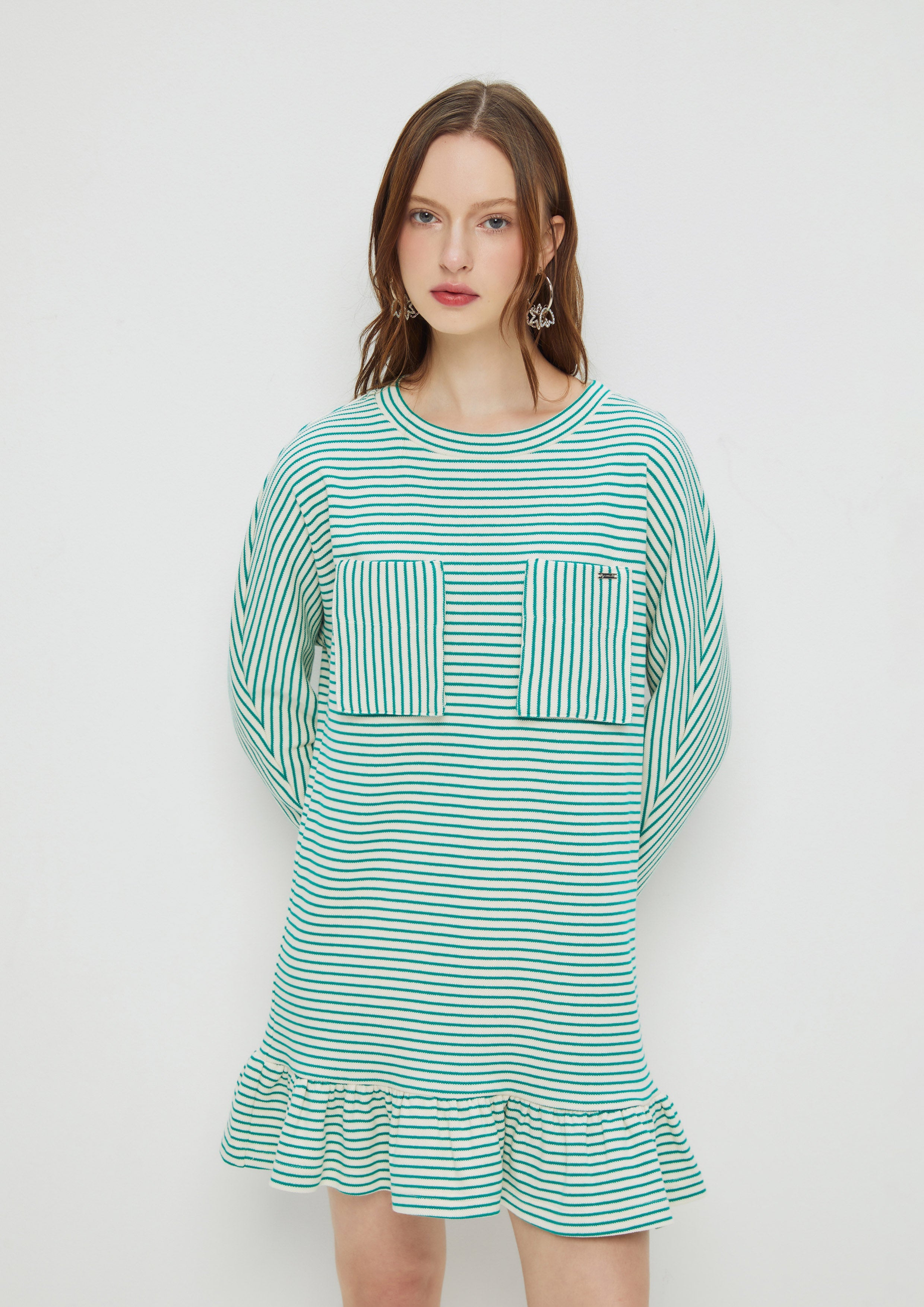 Stripe Ruffle Trim Skirt Mini Dress The Eyes of Jungle