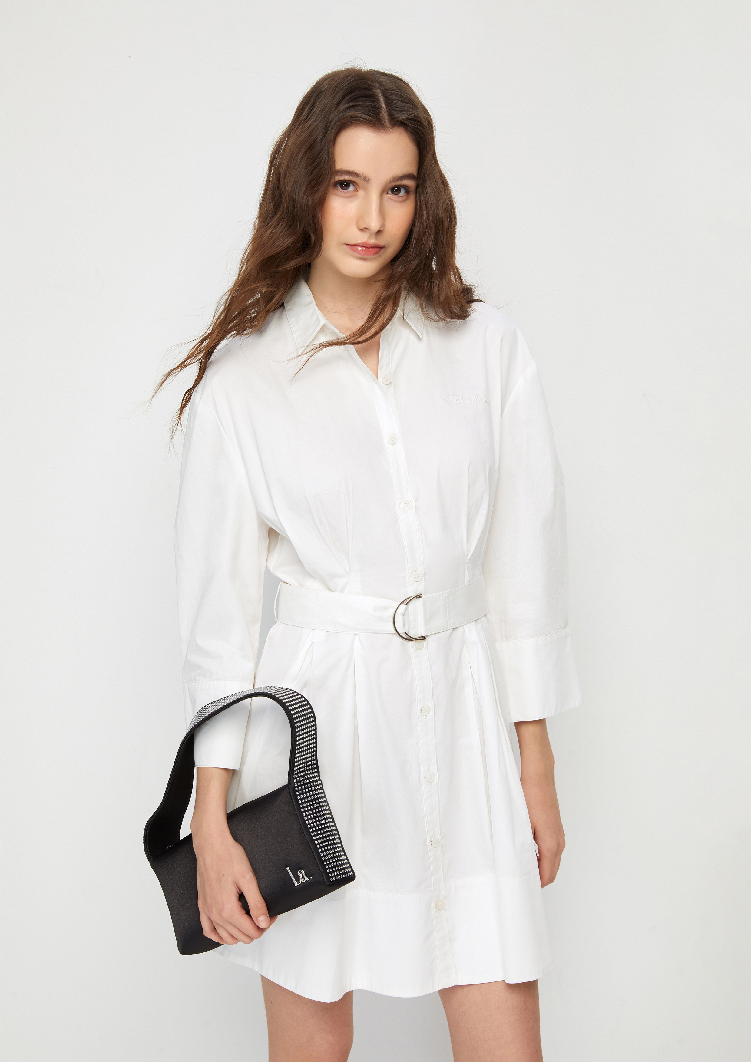 Waist Buckle Long Sleeve Dress The Eyes of Jungle
