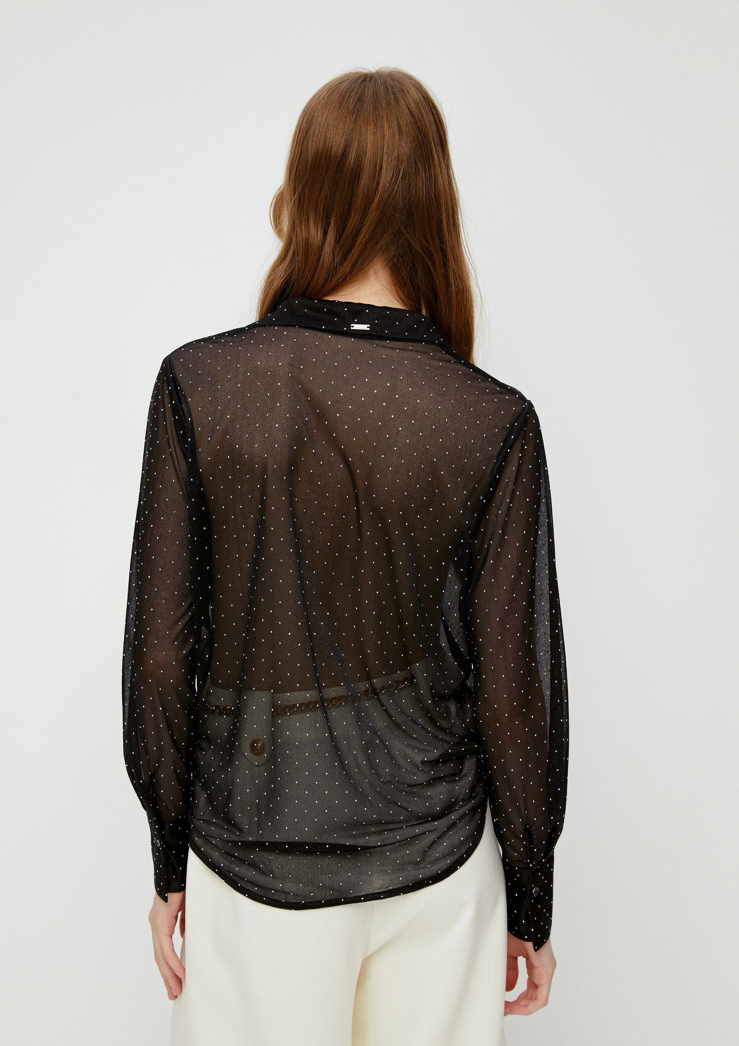 See-Through Long Sleeve Top Whisper of The Song Birds