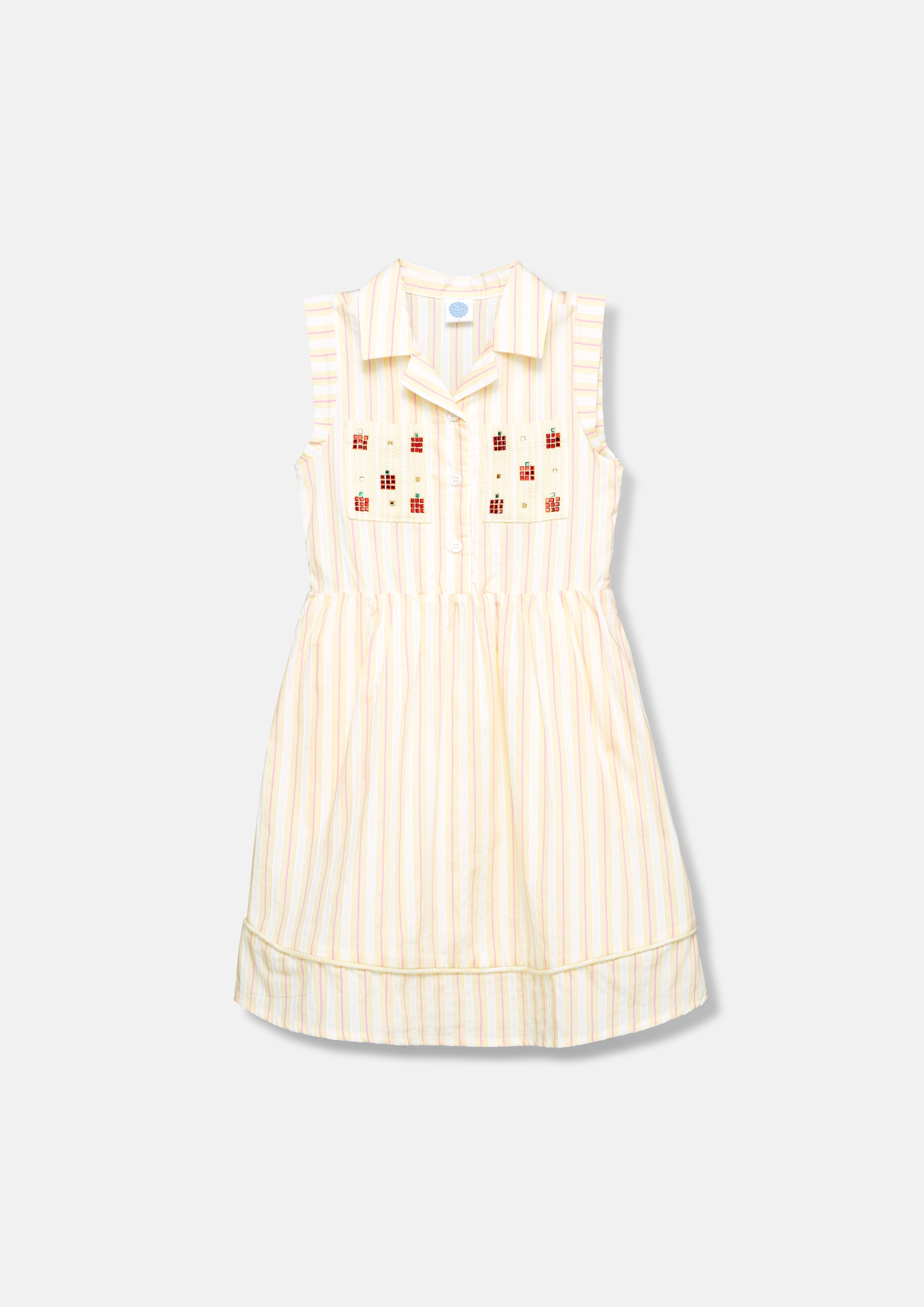 Stripe Dress With Patch Pocket For Mini Girl Adam's Lust