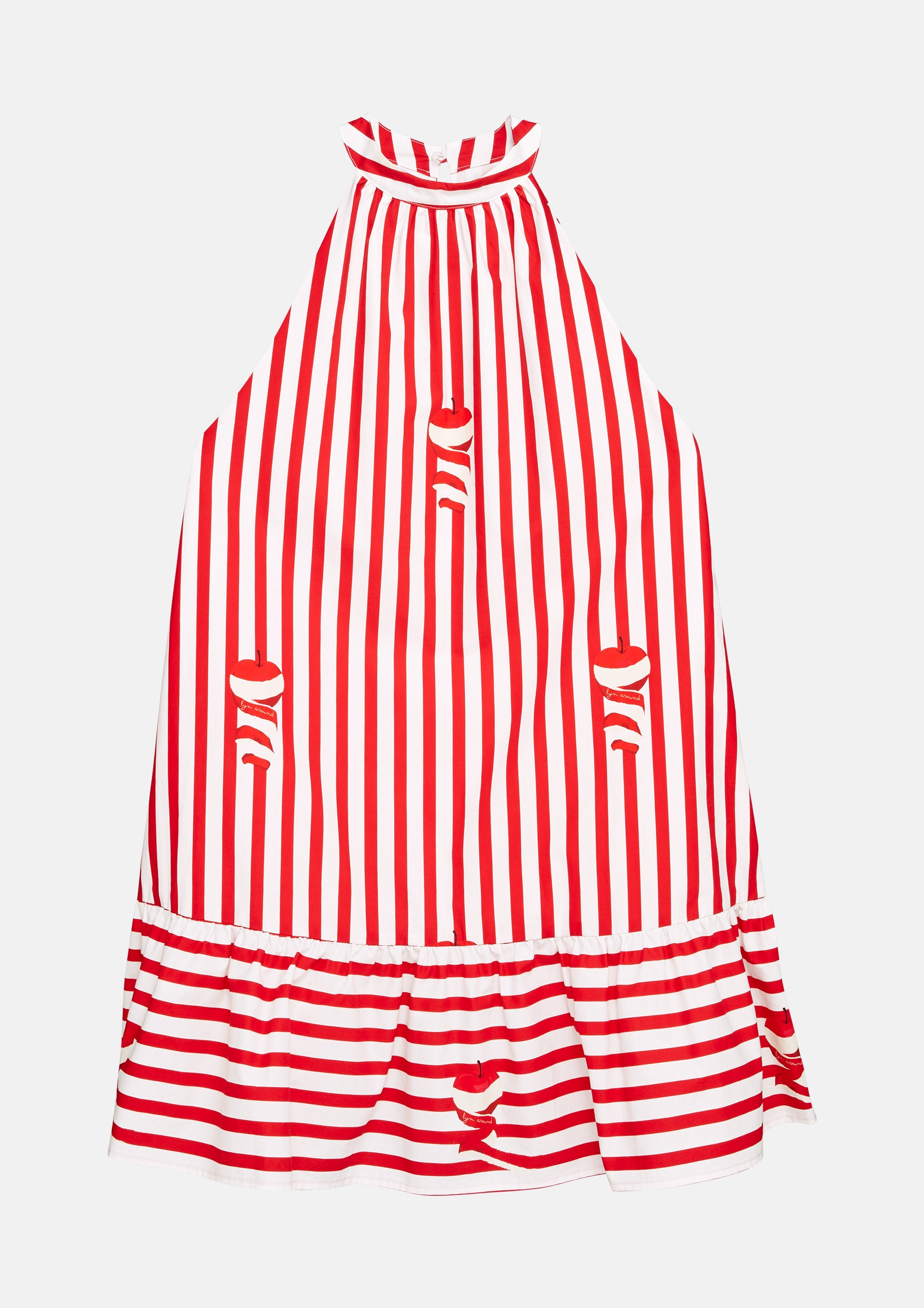 Stripe With Apple Print Halter Dress Savor The Crisp