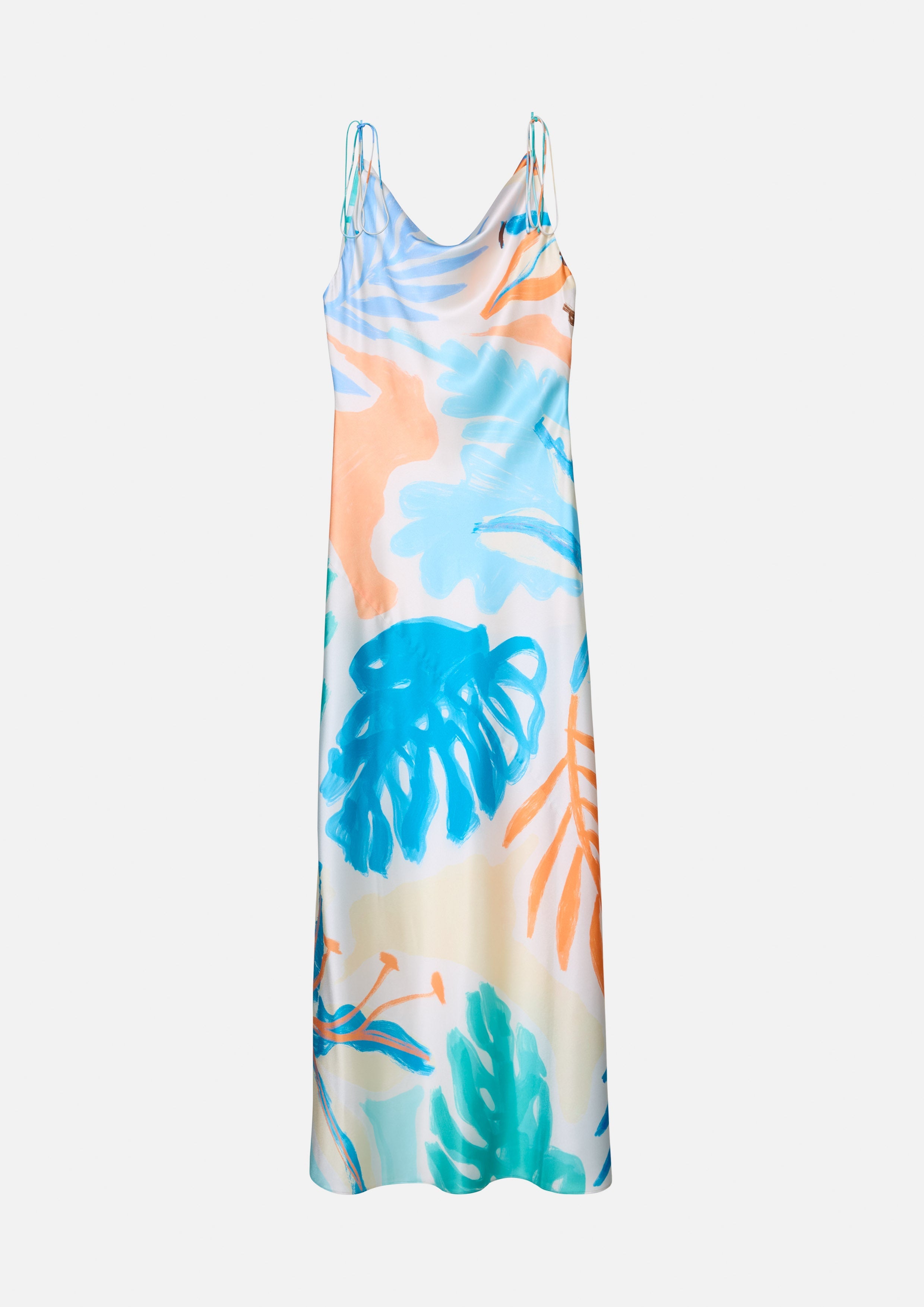 Leaf Print Satin Dress Enchanted Forest