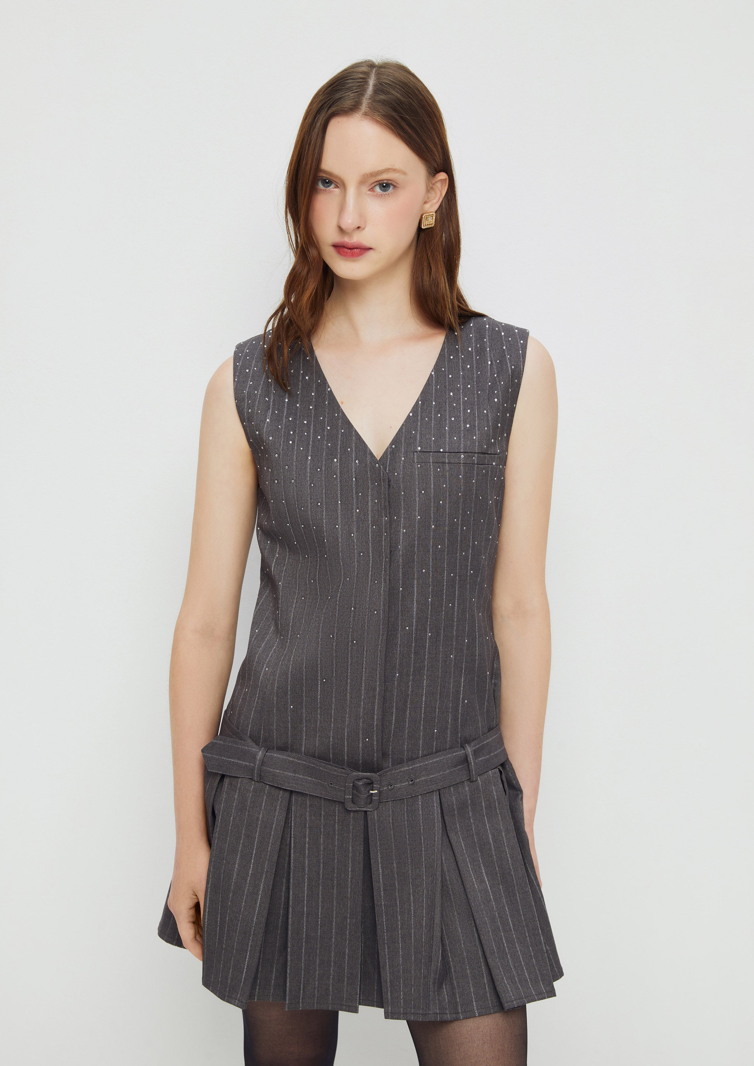Pinstripe Mini Dress Sparkling Stars