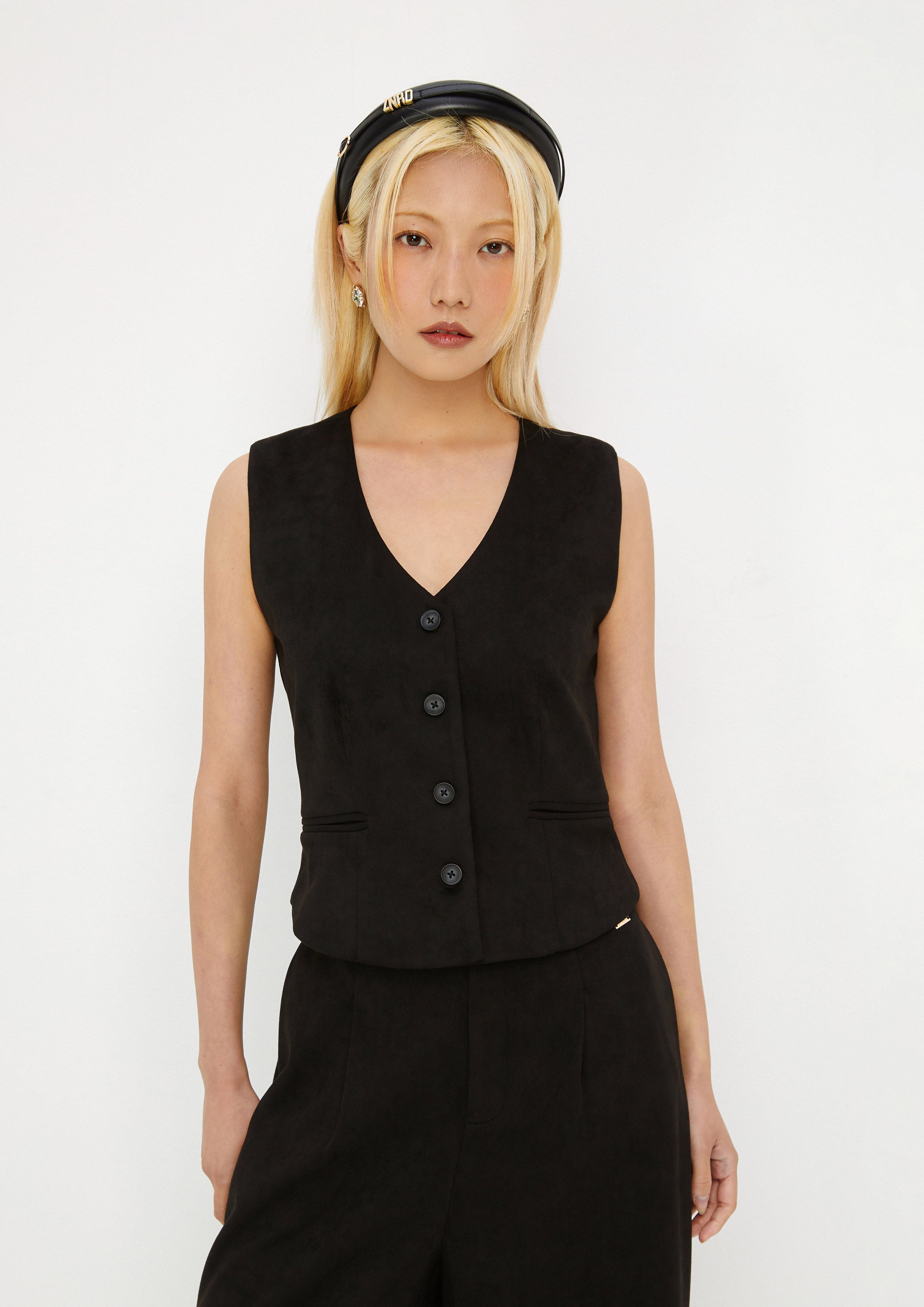 Suede Button Vest Drowning In Love