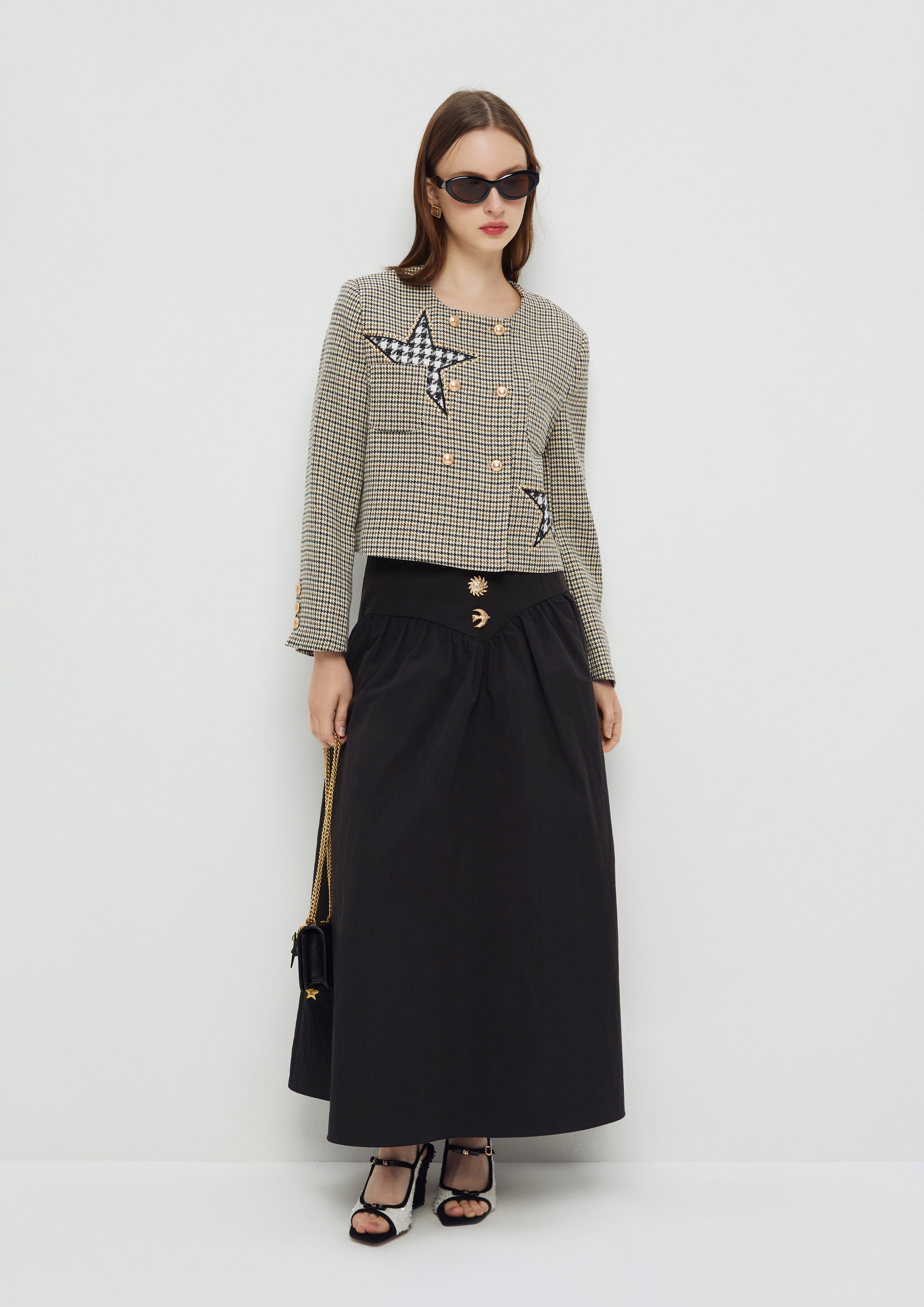 Double-Breasted Houndstooth Jacket Sparkling Stars