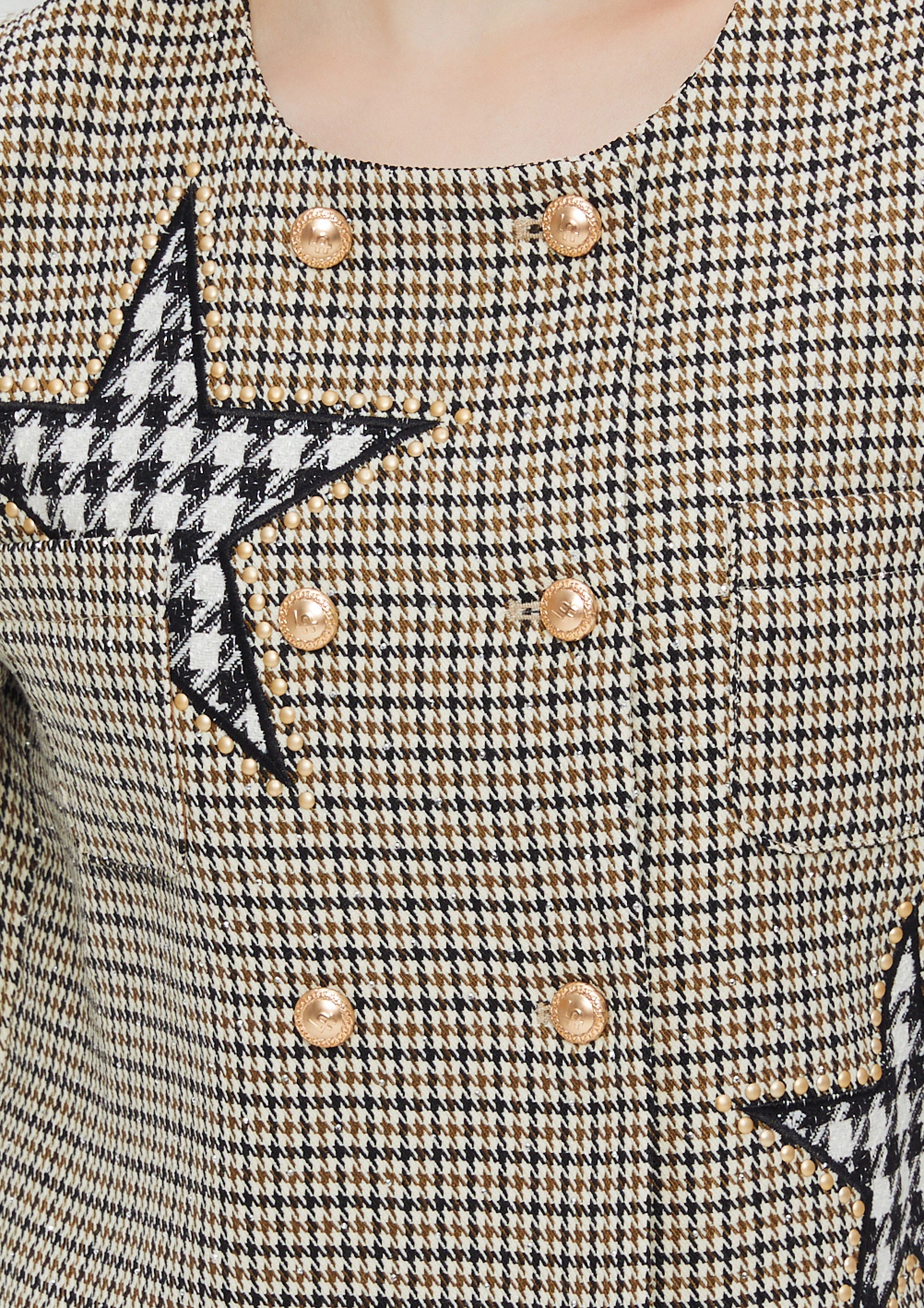 Double-Breasted Houndstooth Jacket Sparkling Stars