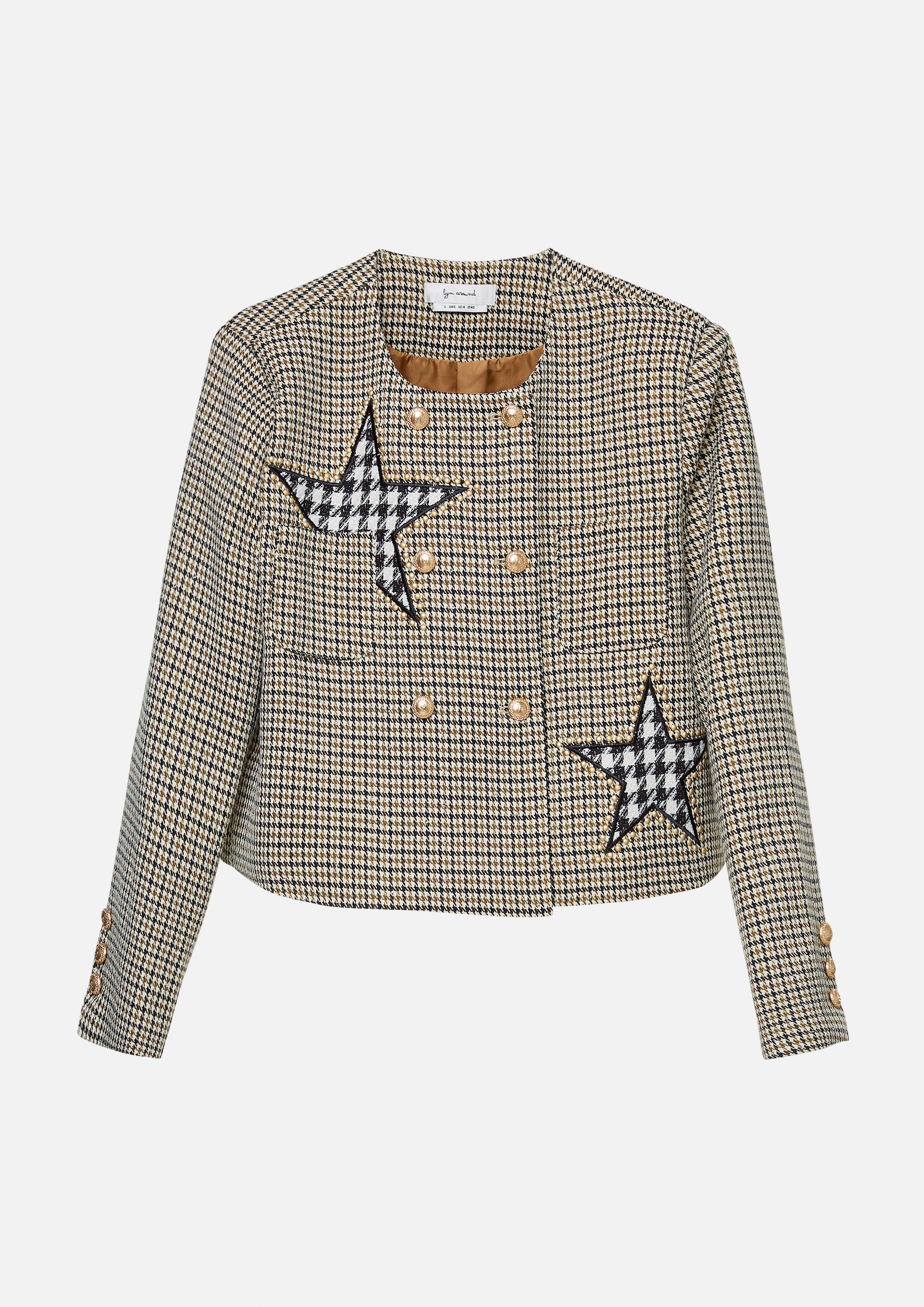 Double-Breasted Houndstooth Jacket Sparkling Stars