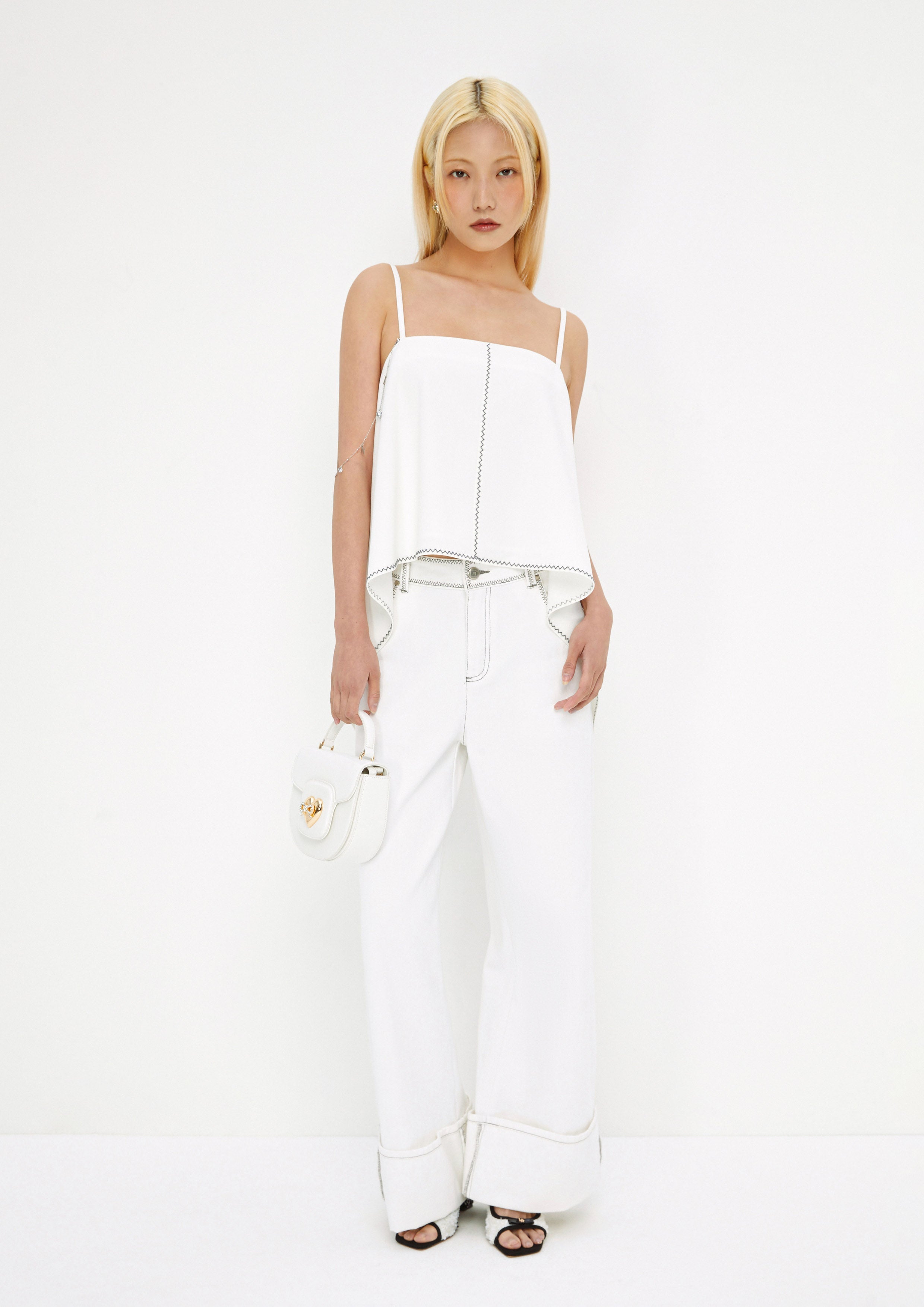 Cami Strap With Chain Ruffle Top Drowning In Love
