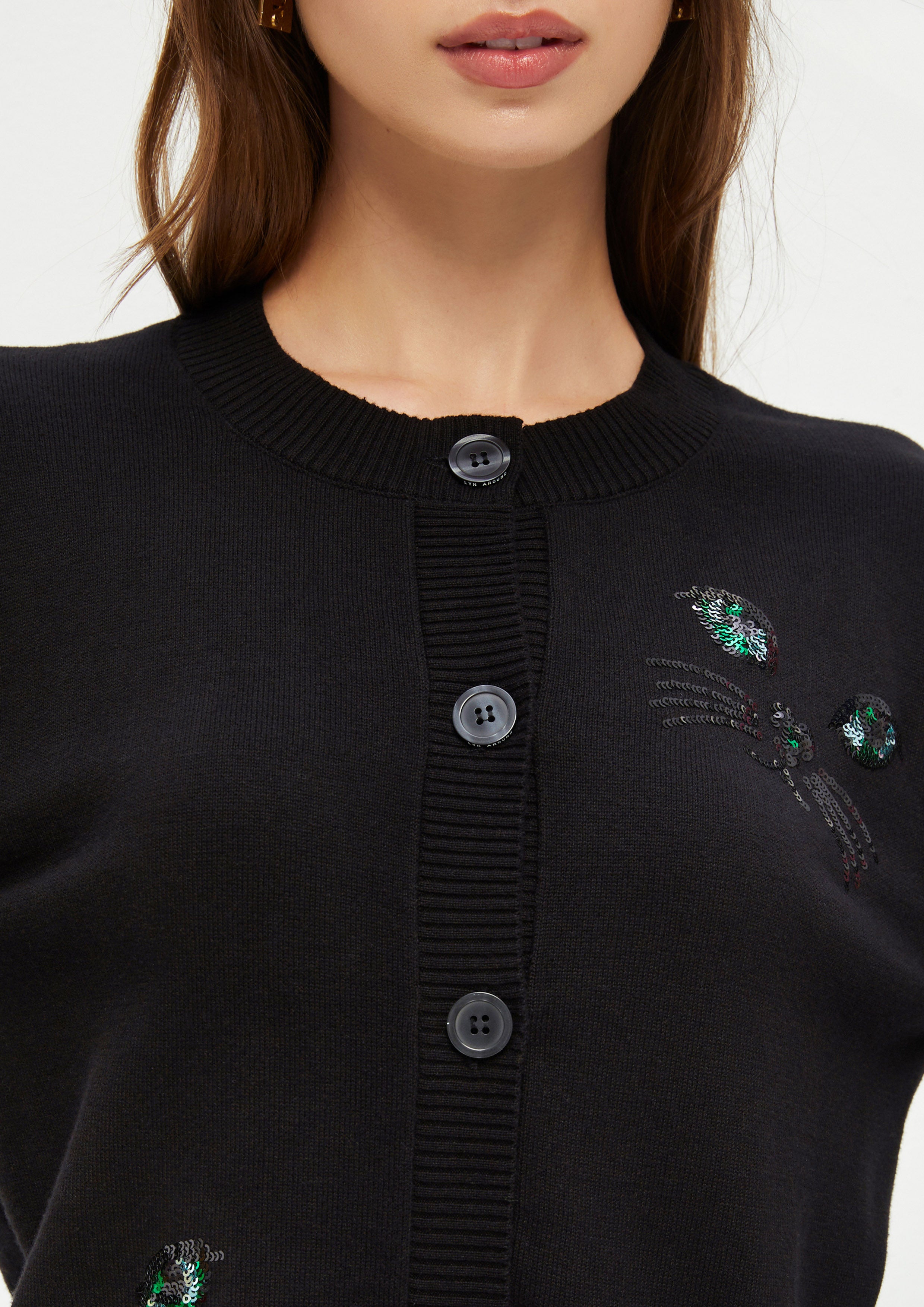 Sequin Long Sleeve Cardigan The Eye of Jungle