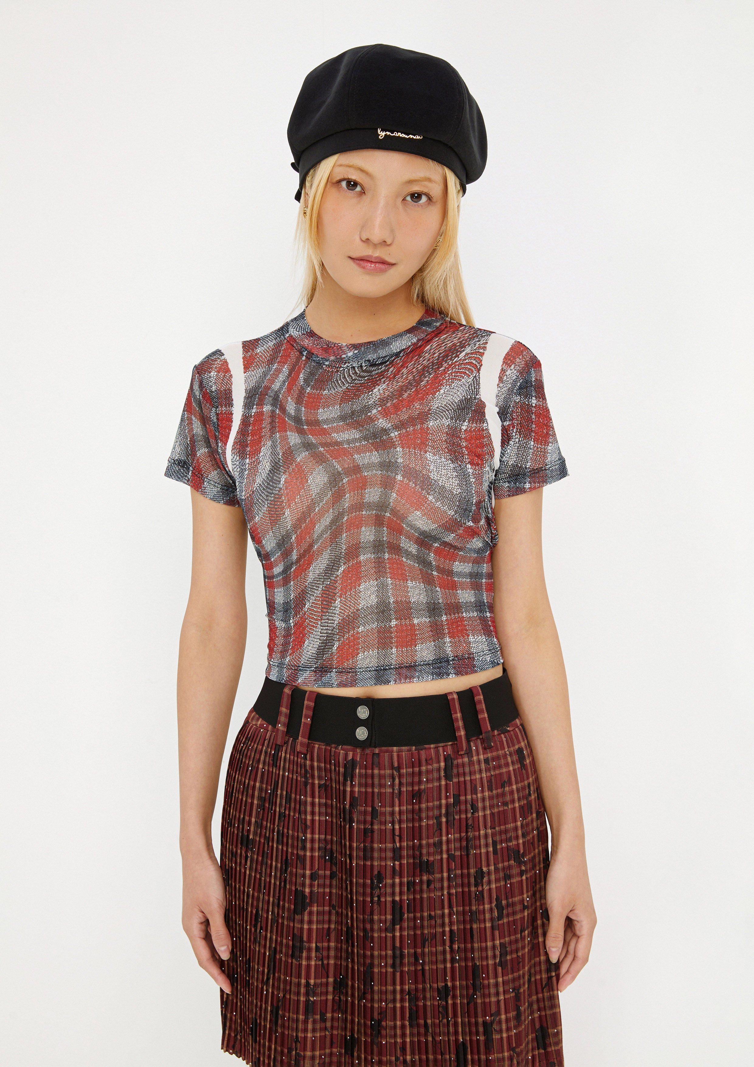 Print Sheer Short Sleeve Top Drowning In Love