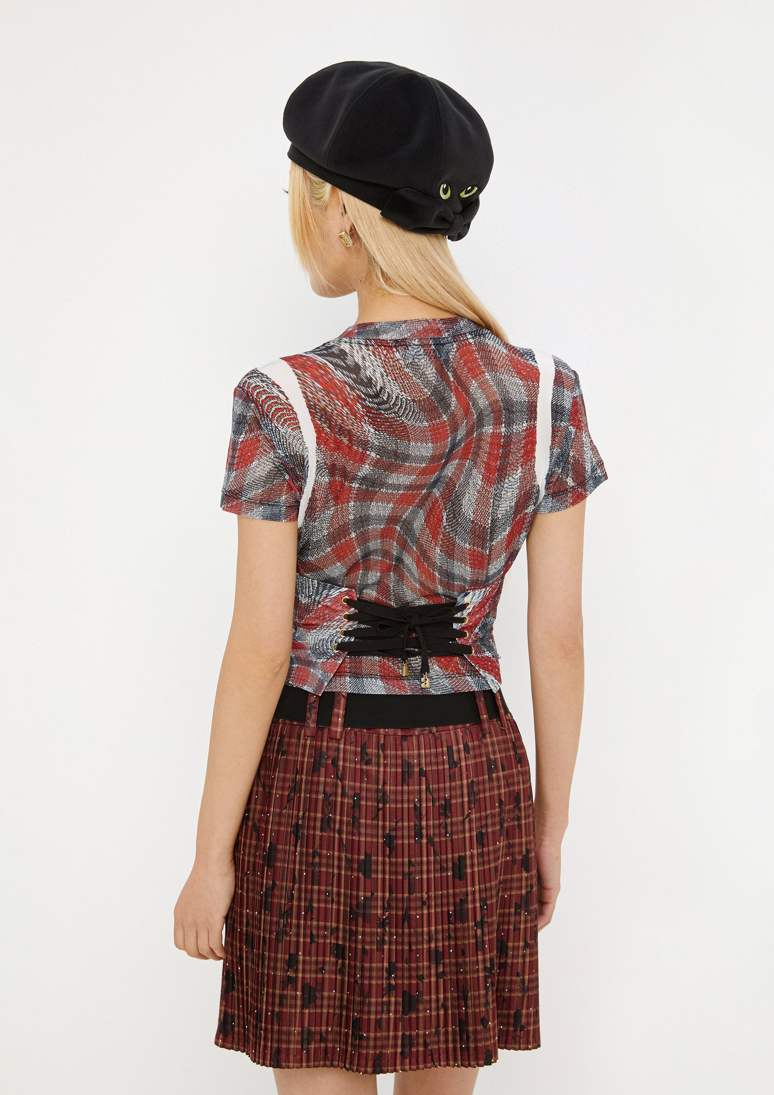Print Sheer Short Sleeve Top Drowning In Love