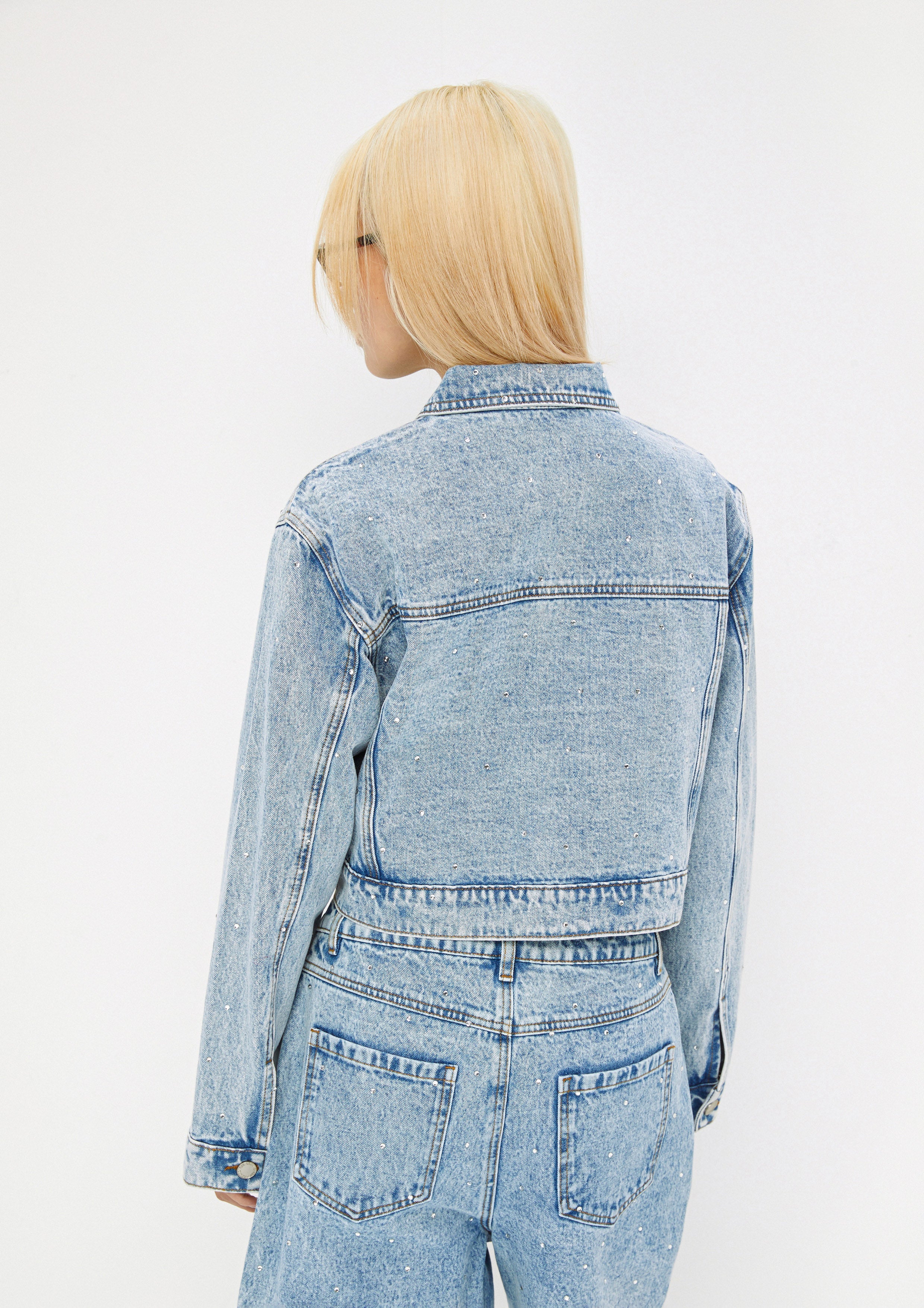 Denim Crop Jacket Mist Through The Pine