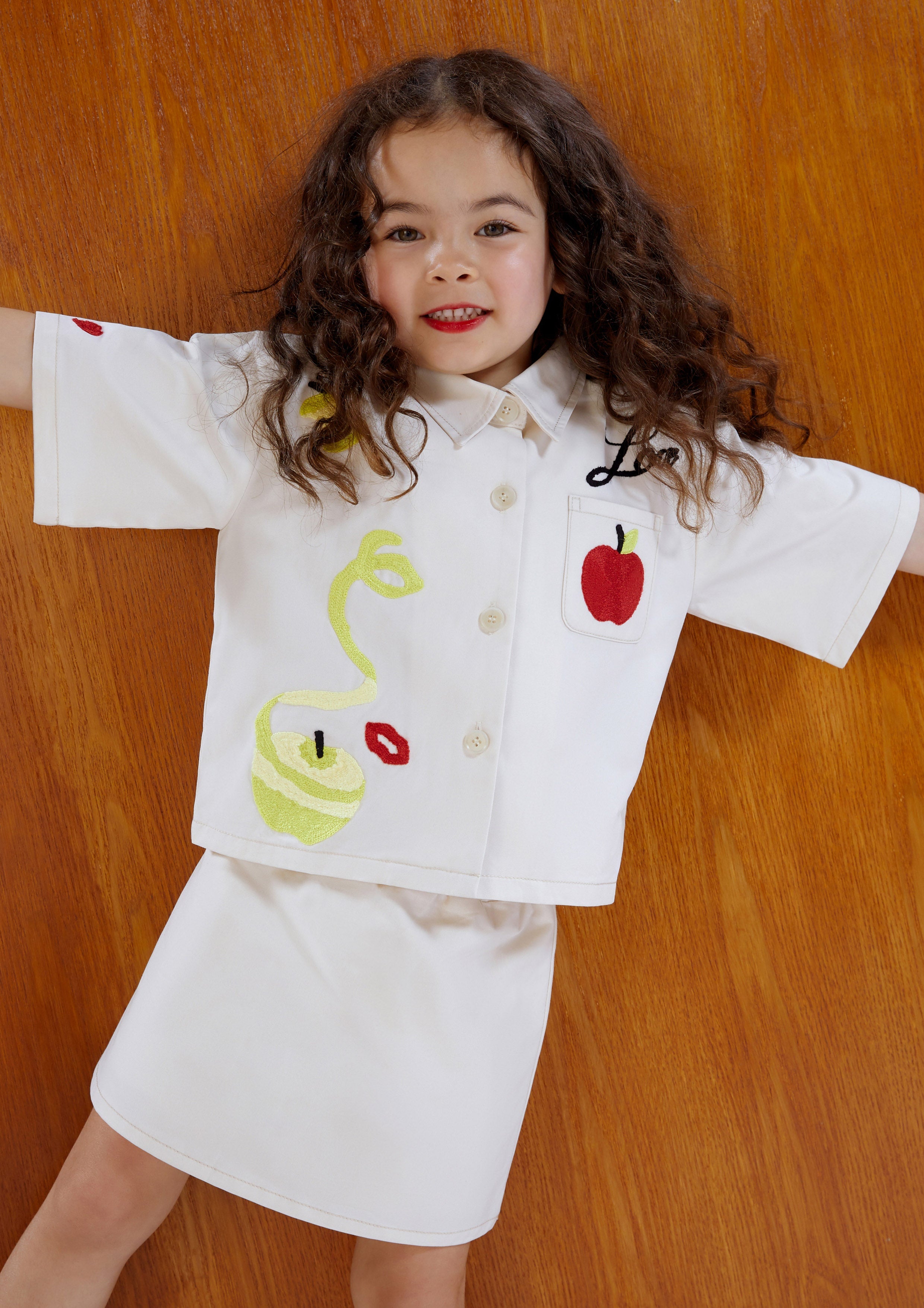 Embroidery Shirt With Skirt Set For Mini Girl Adam's Lust