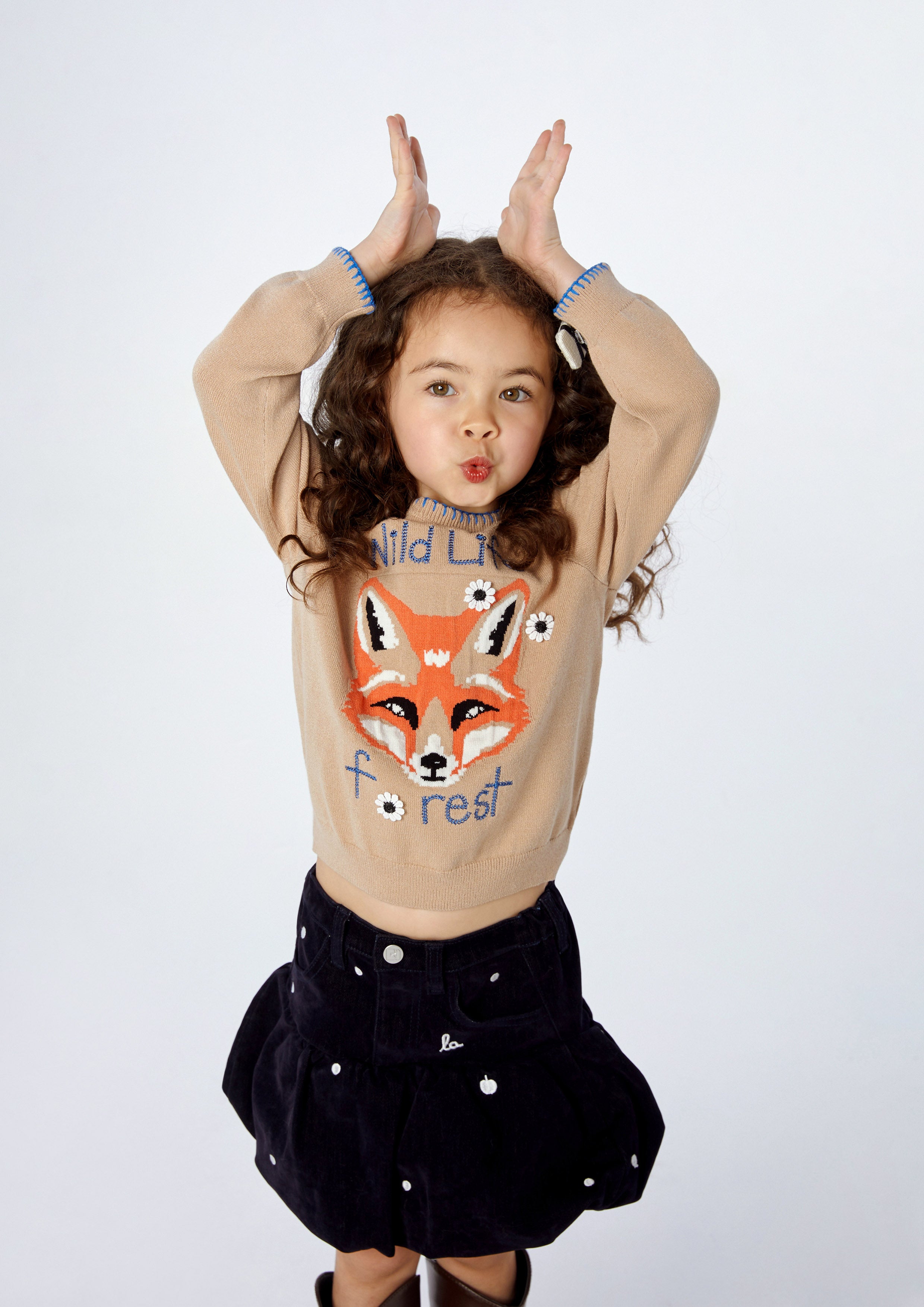 เสื้อพูลโอเวอร์แขนยาวปักลายสำหรับเด็กผู้หญิง คอลเลกชัน King Shere Khan