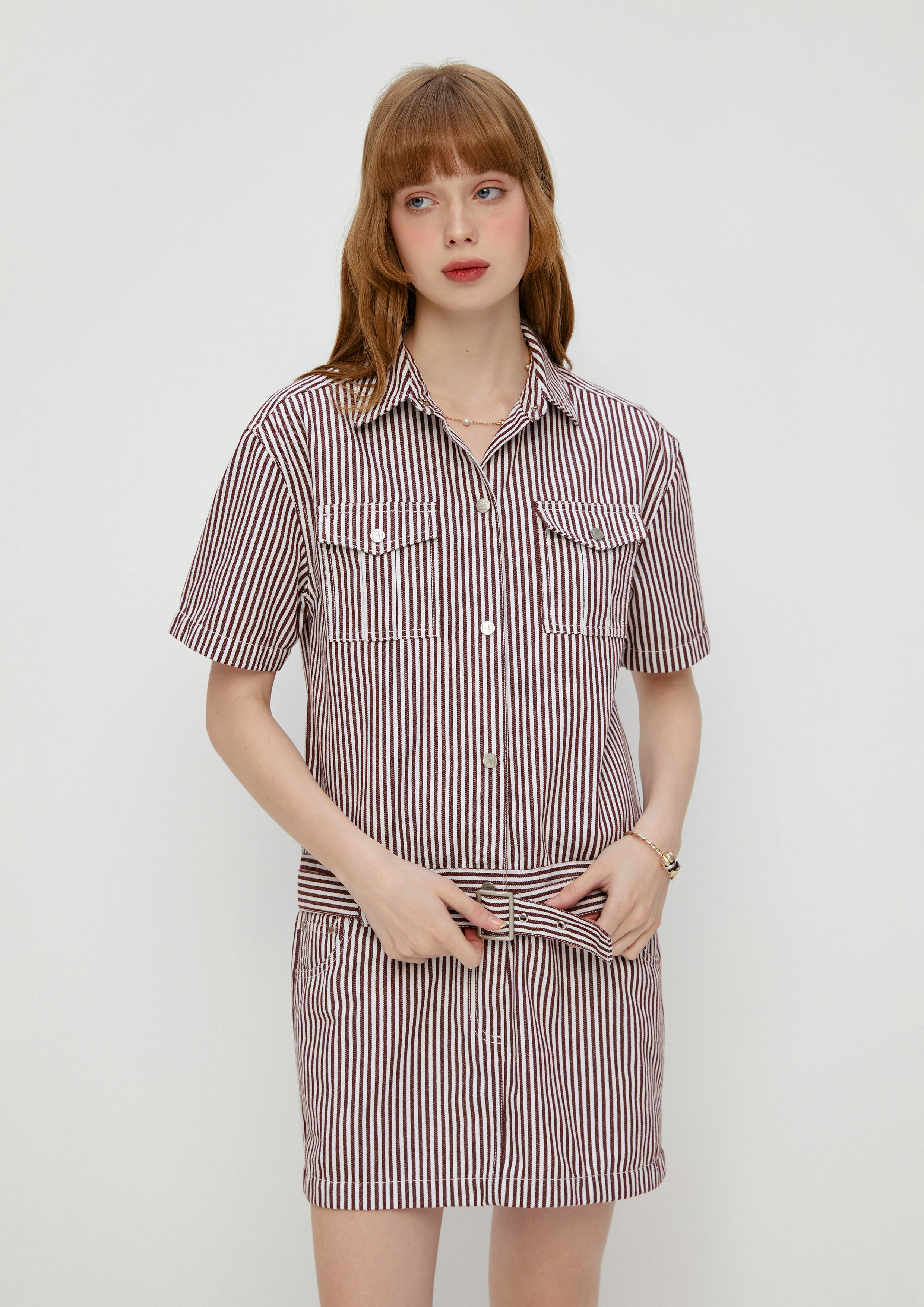 เดรสกระโปรงสั้นลายทาง คอลเลกชัน Safari Vibe