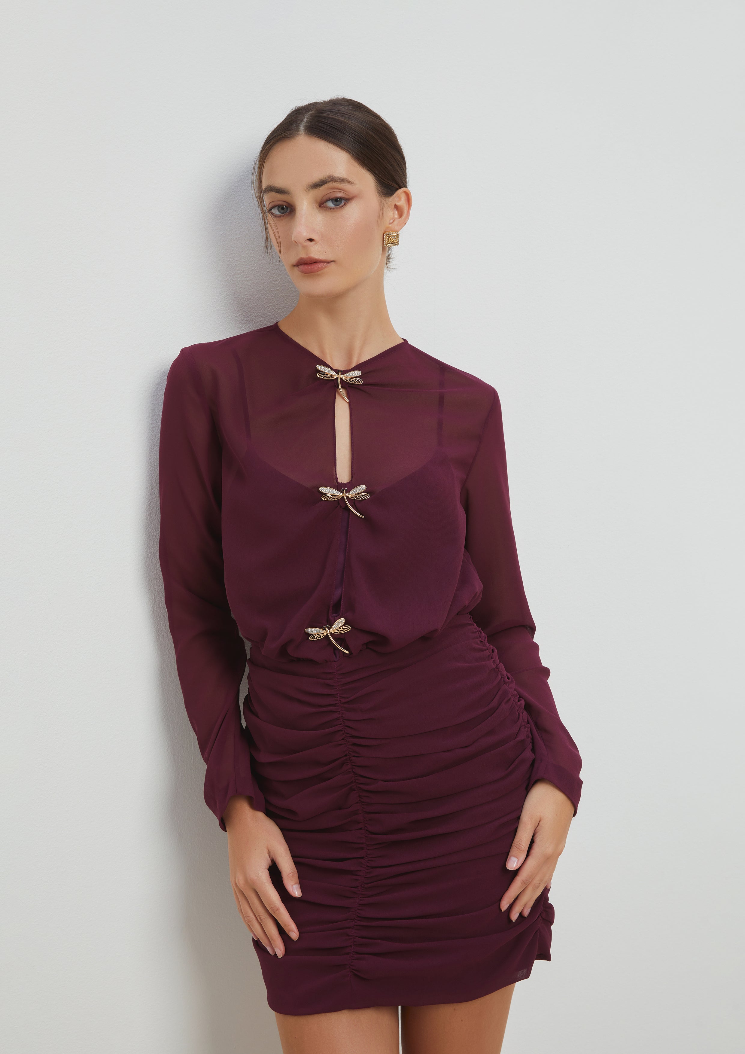 Ruched Skirt Mini Dress Twilight Odyssey