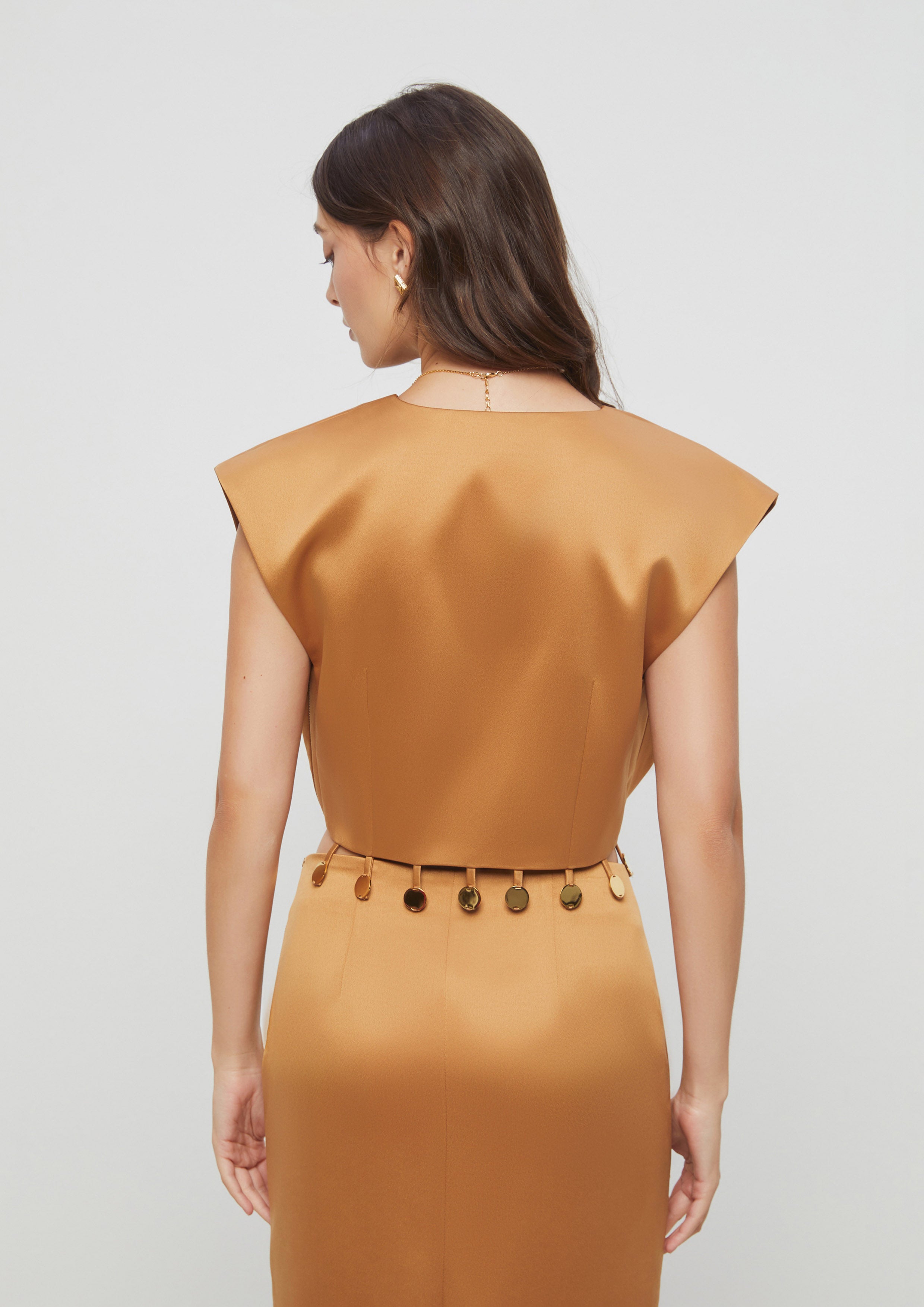Satin Crop Top With Metal Charms Eclipse Garden