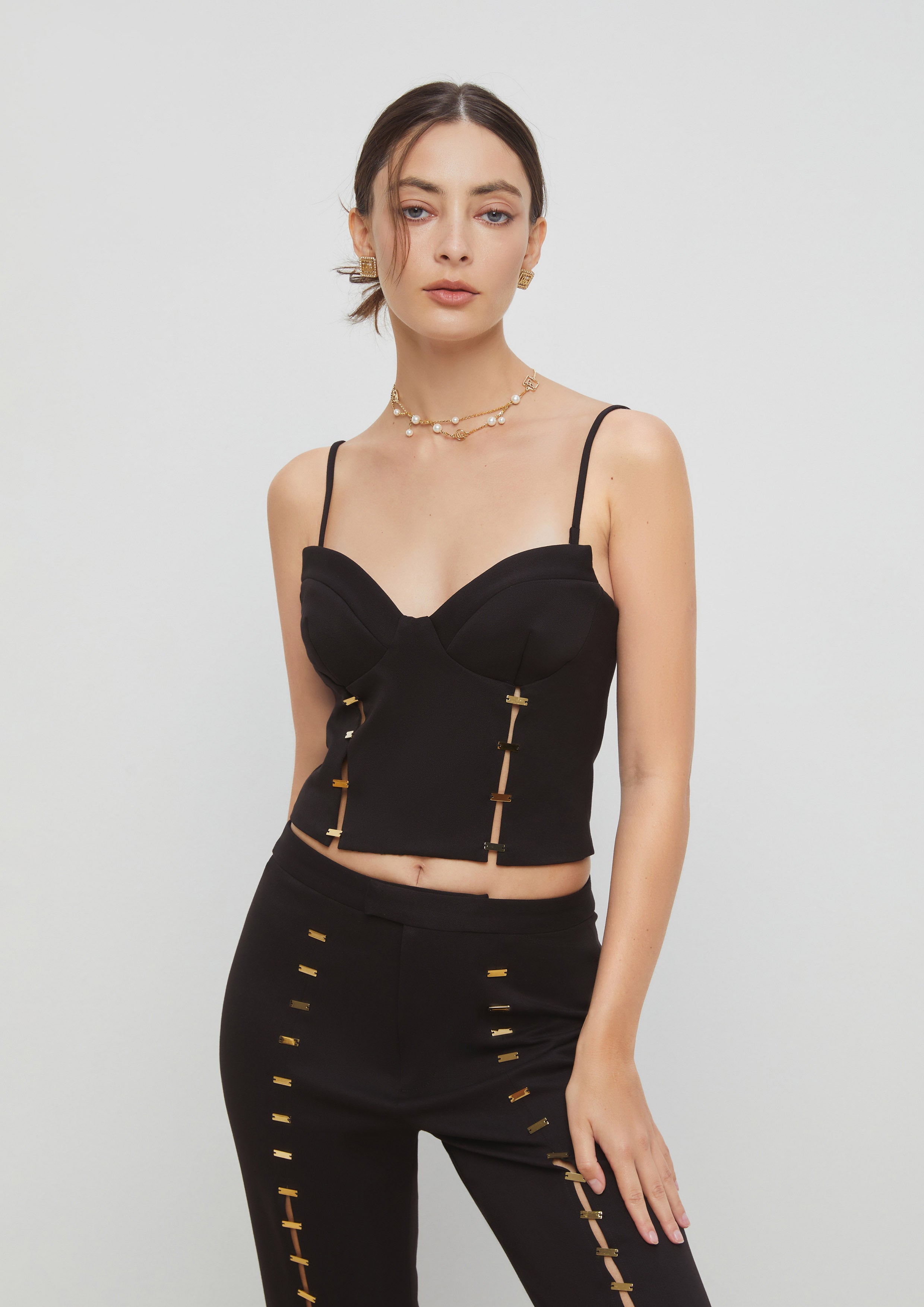 Spaghetti Strap With Pins Crop Top Eclipse Garden