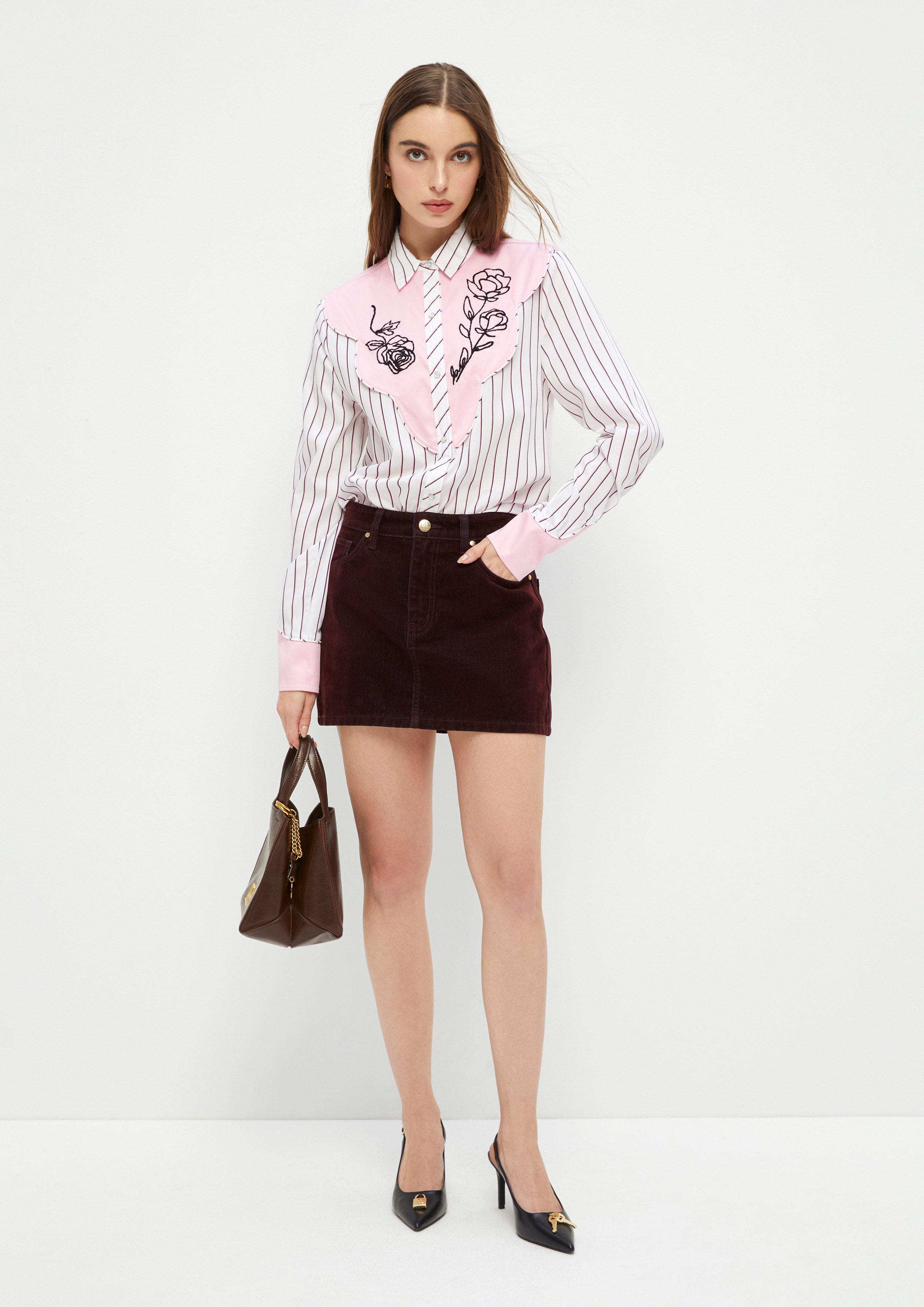 Rose Embroidery Long Sleeve Shirt Ndoto Field