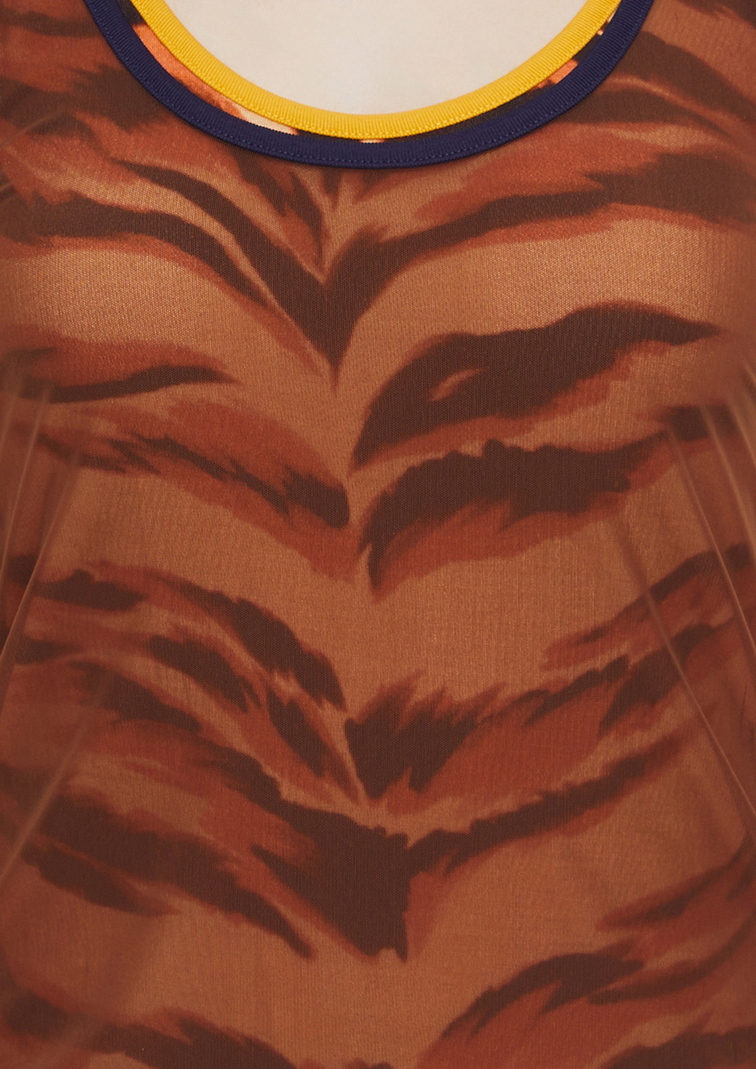 Tiger Print With Sheer Overlay Tank Top King Shere Khan