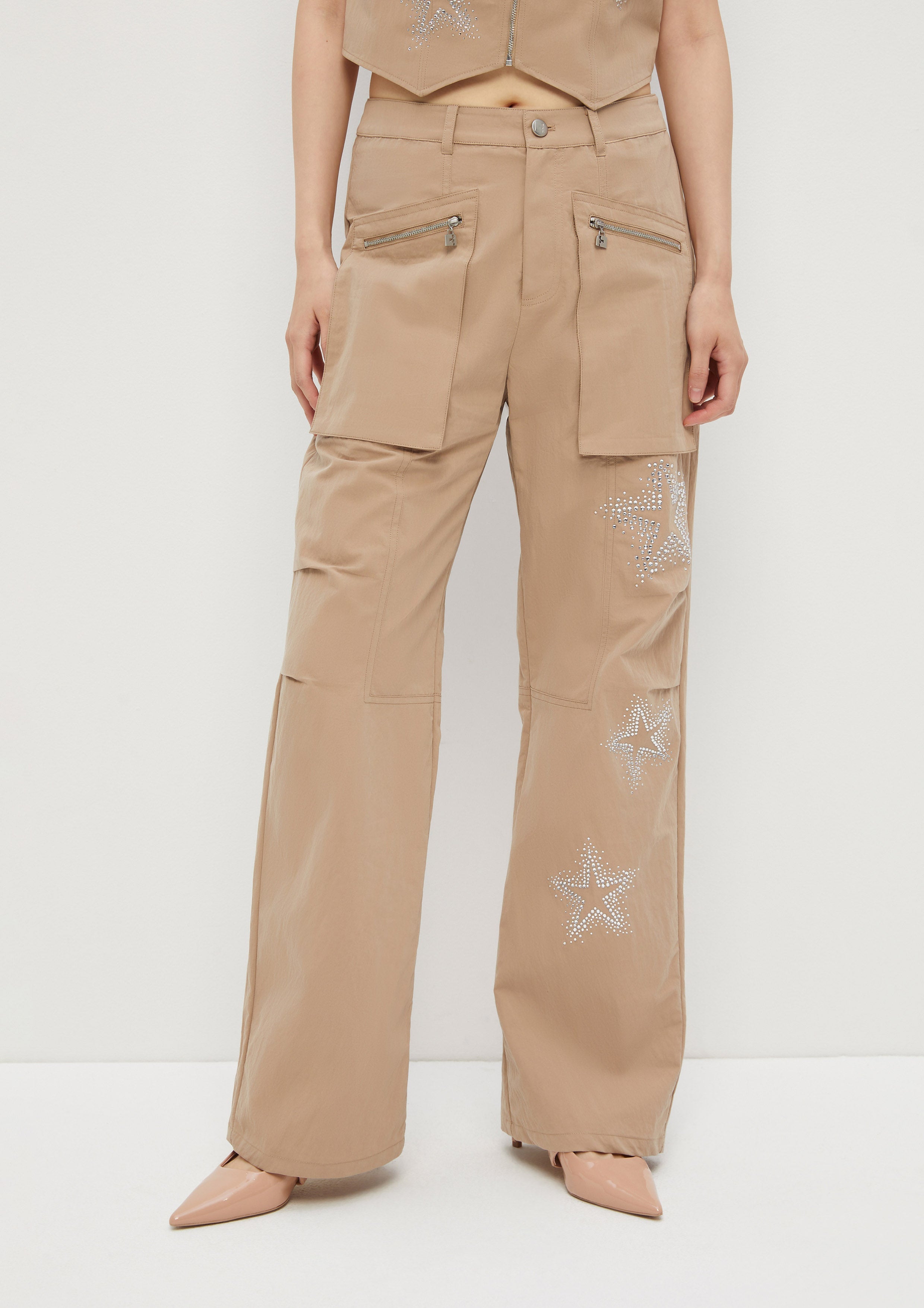 กางเกงขายาวแต่งคริสตัลลายดาว คอลเลกชัน Sparkling Stars
