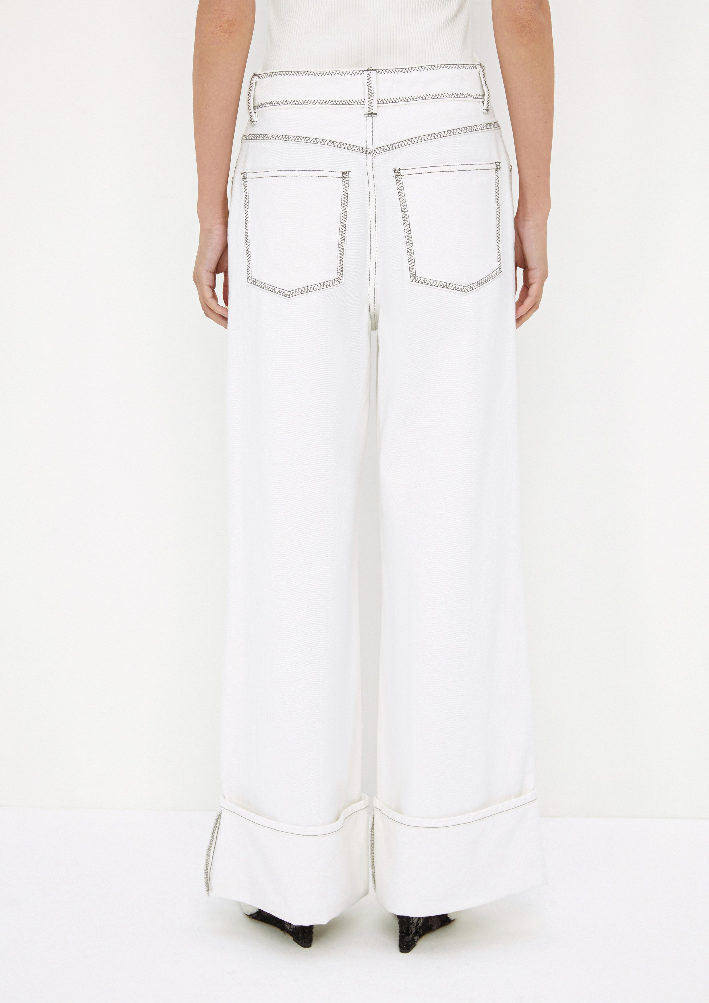 Contrast Stitching Pants Mist Through The Pine