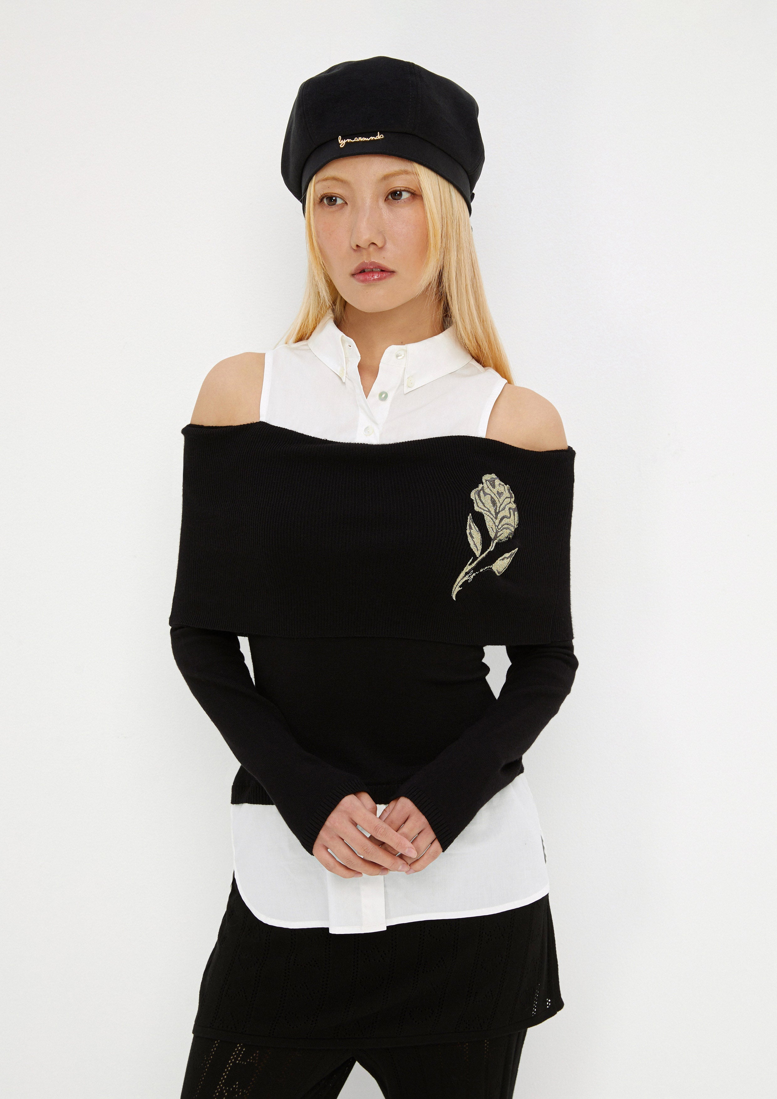 Cold Shoulder Patch Long Sleeve Top Drowning In Love