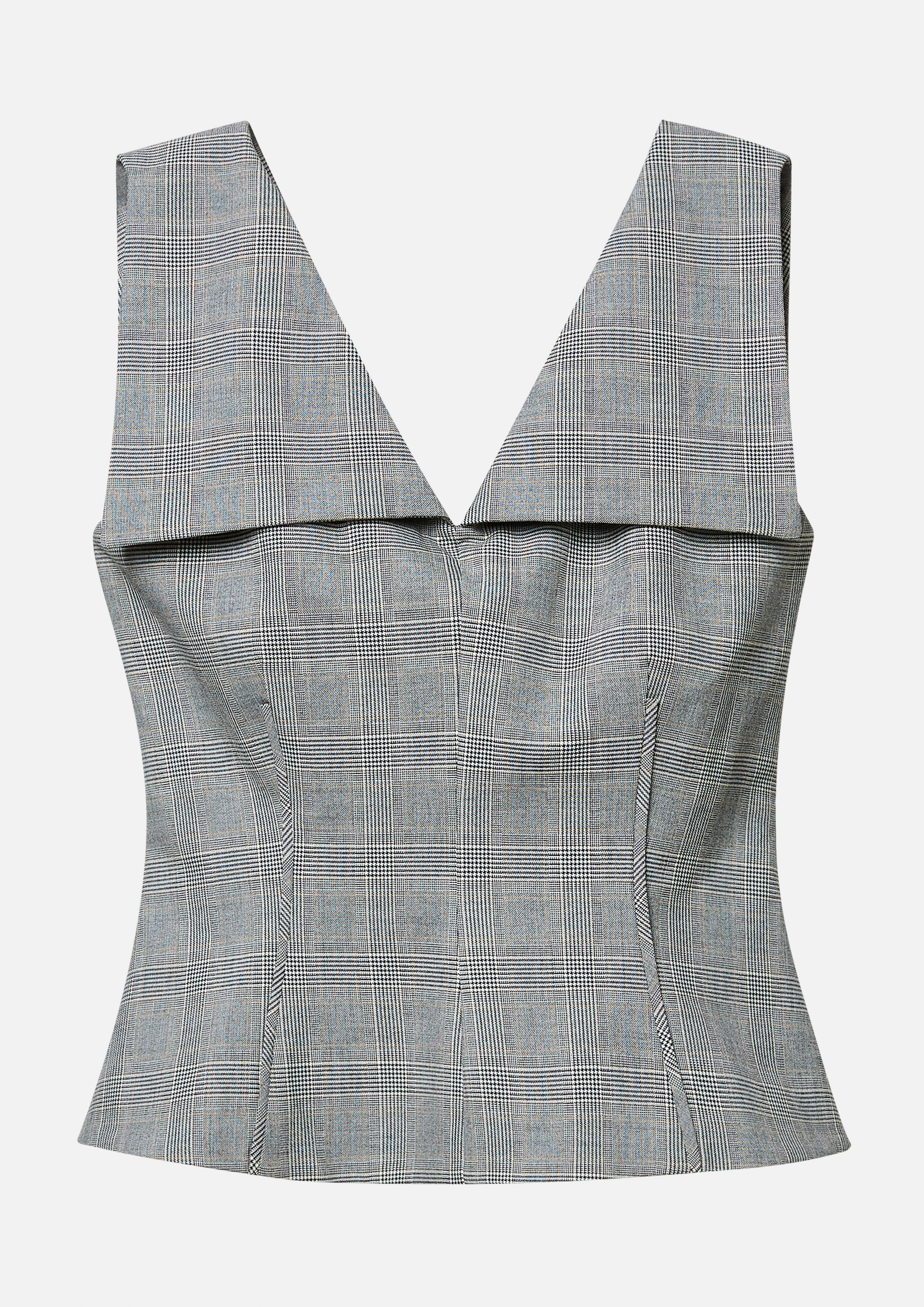 Plaid V-Neck Flared Hem Top Butterfly Glimmer