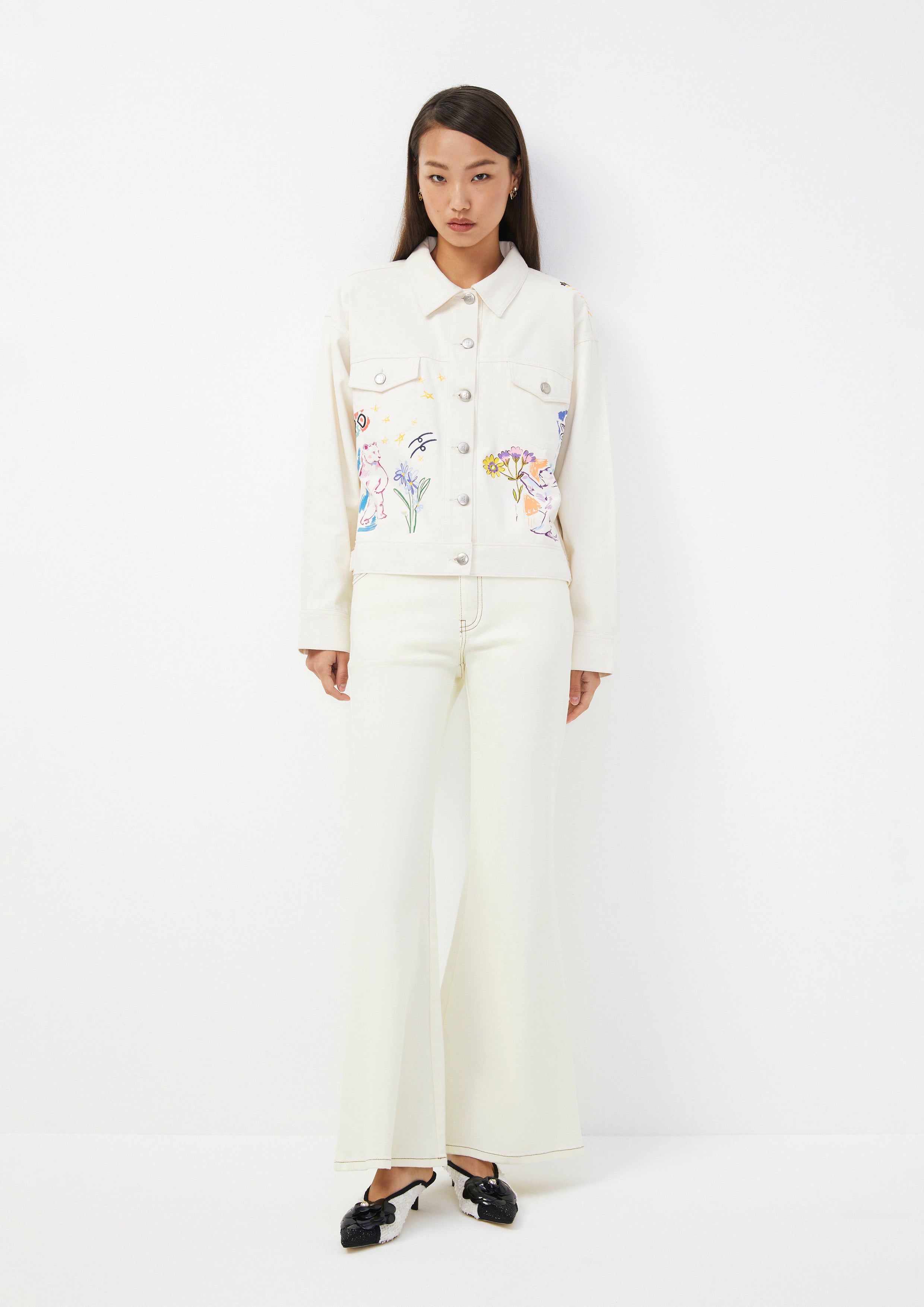 Fantasy Graphic Embroidered Denim Jacket The Wild Spirit