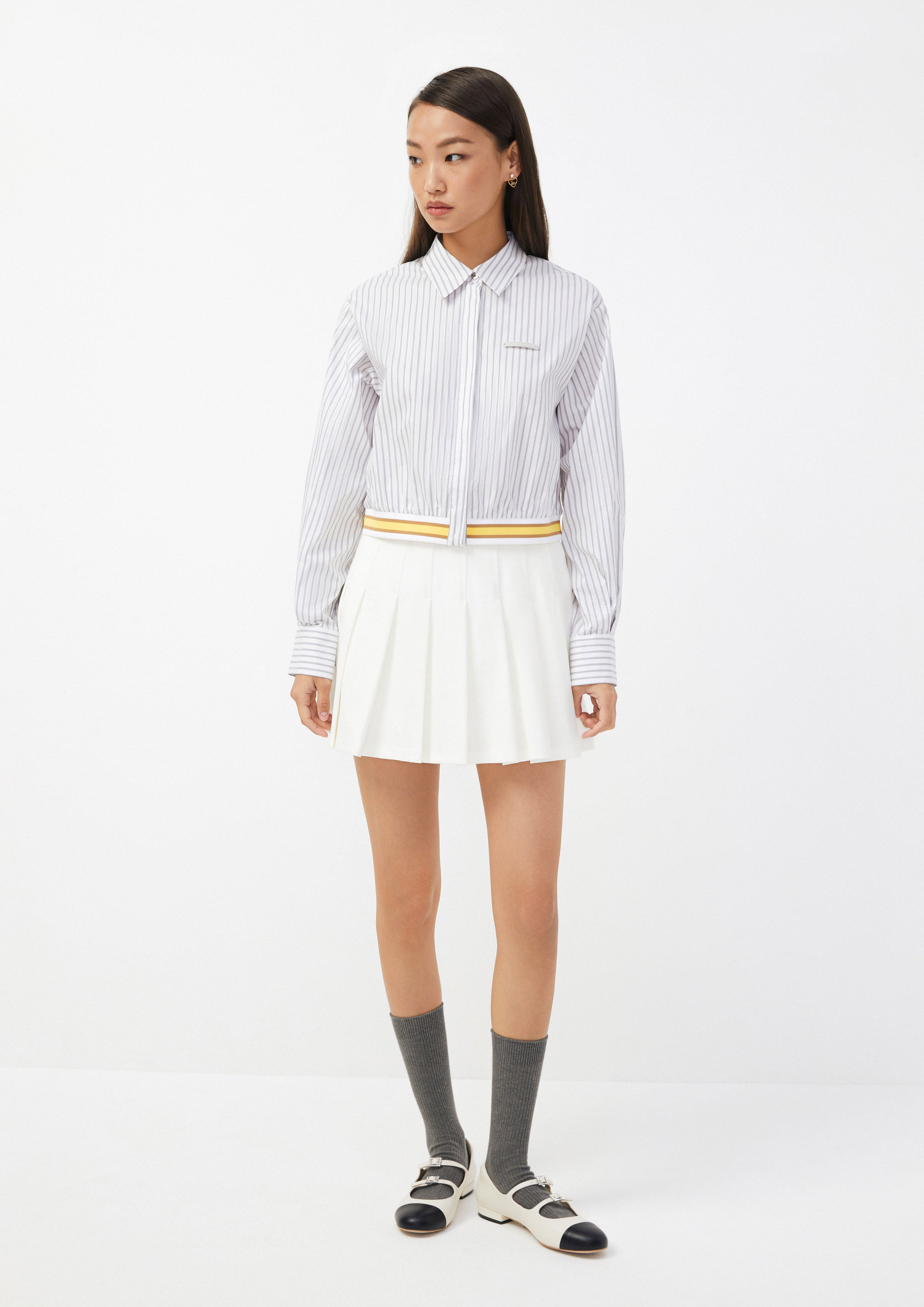 Pinstripe Cropped Shirt Urban Retreat