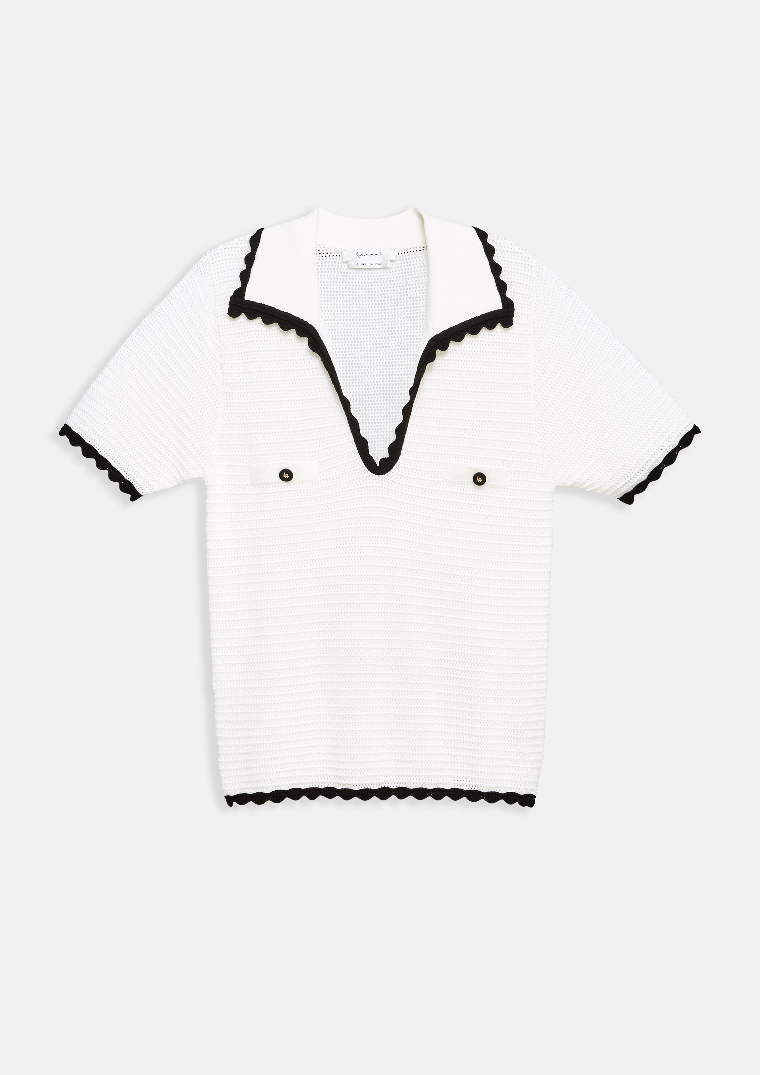 Textured Knit Polo Top with Contrast Trim Urban Retreat