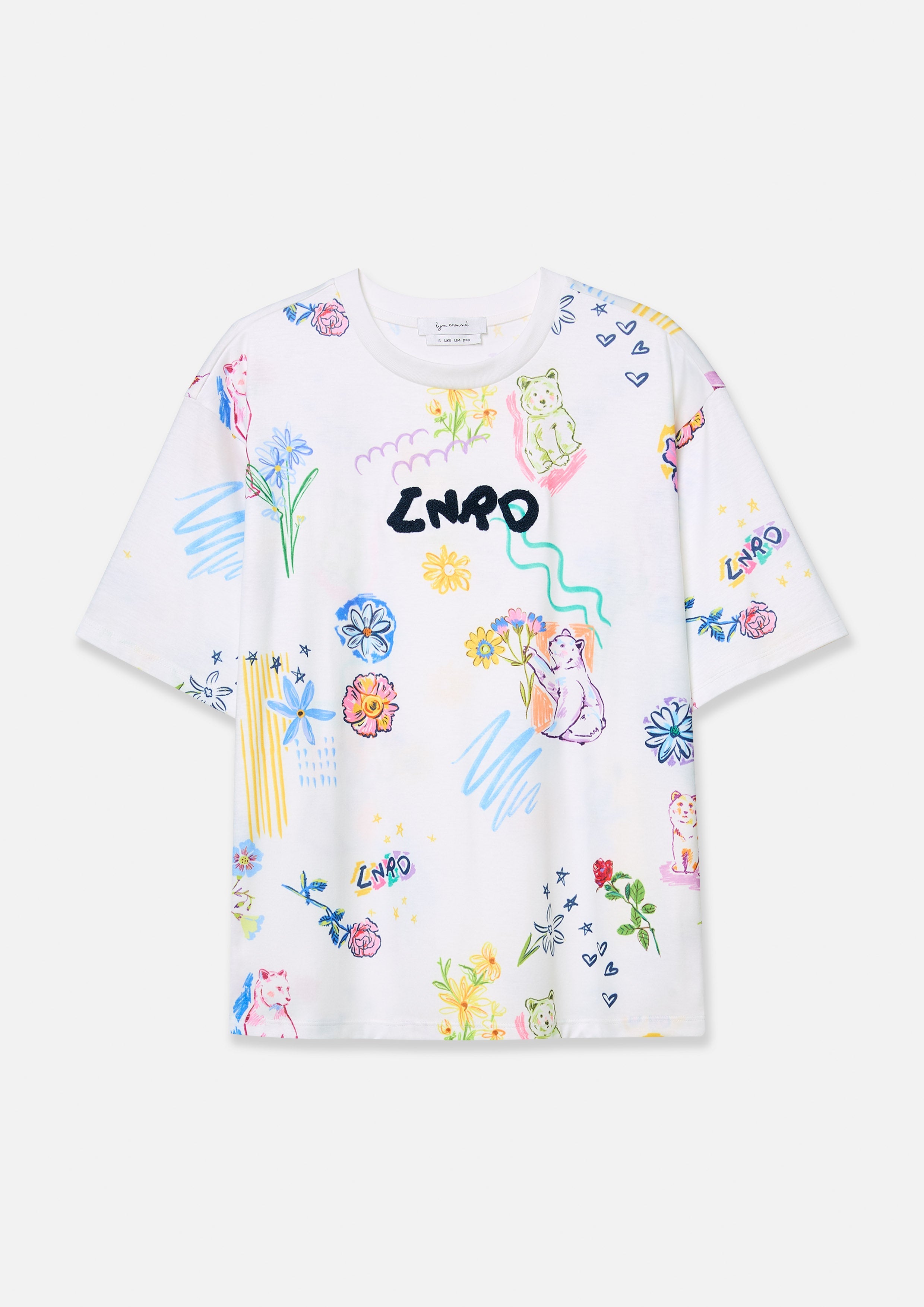 Playful Sketch Print Oversized T-Shirt The Wild Spirit