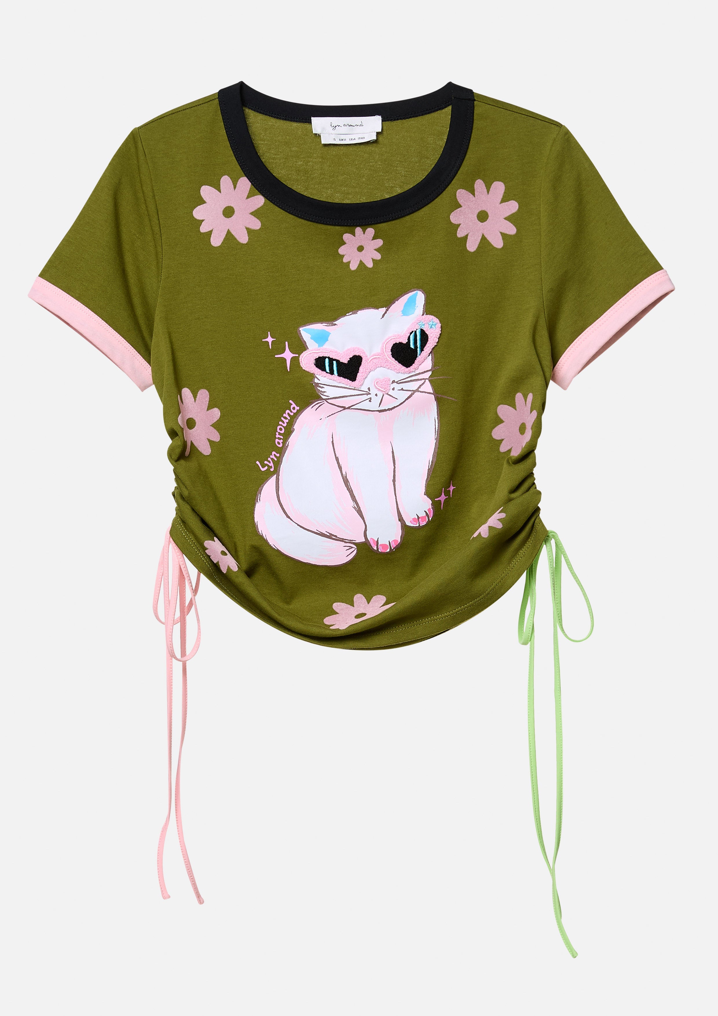 เสื้อครอป ดีไซน์รูดข้าง ลายแมว