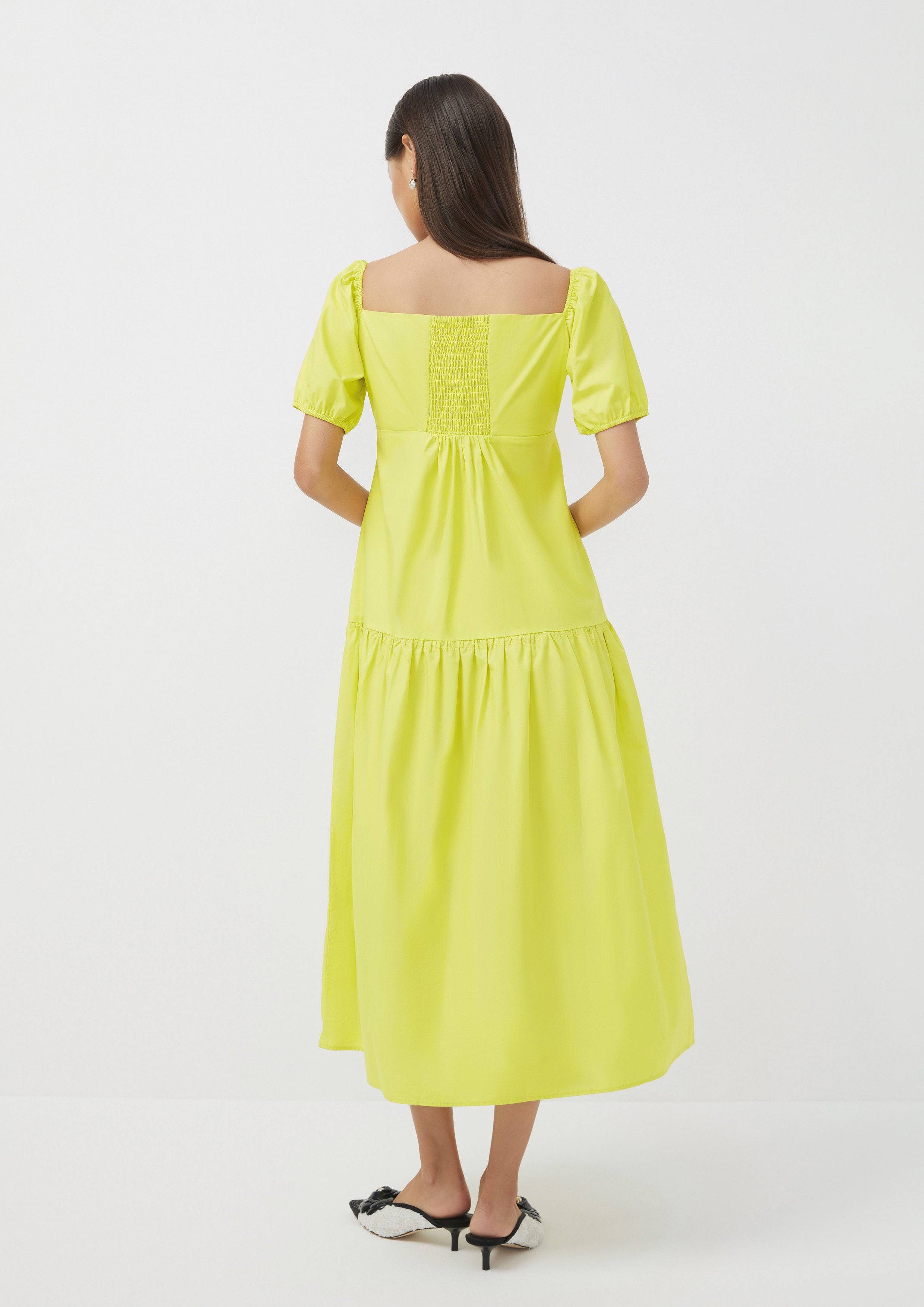 Pleated Empire Waist Puff Sleeve Dress Ember Mirage