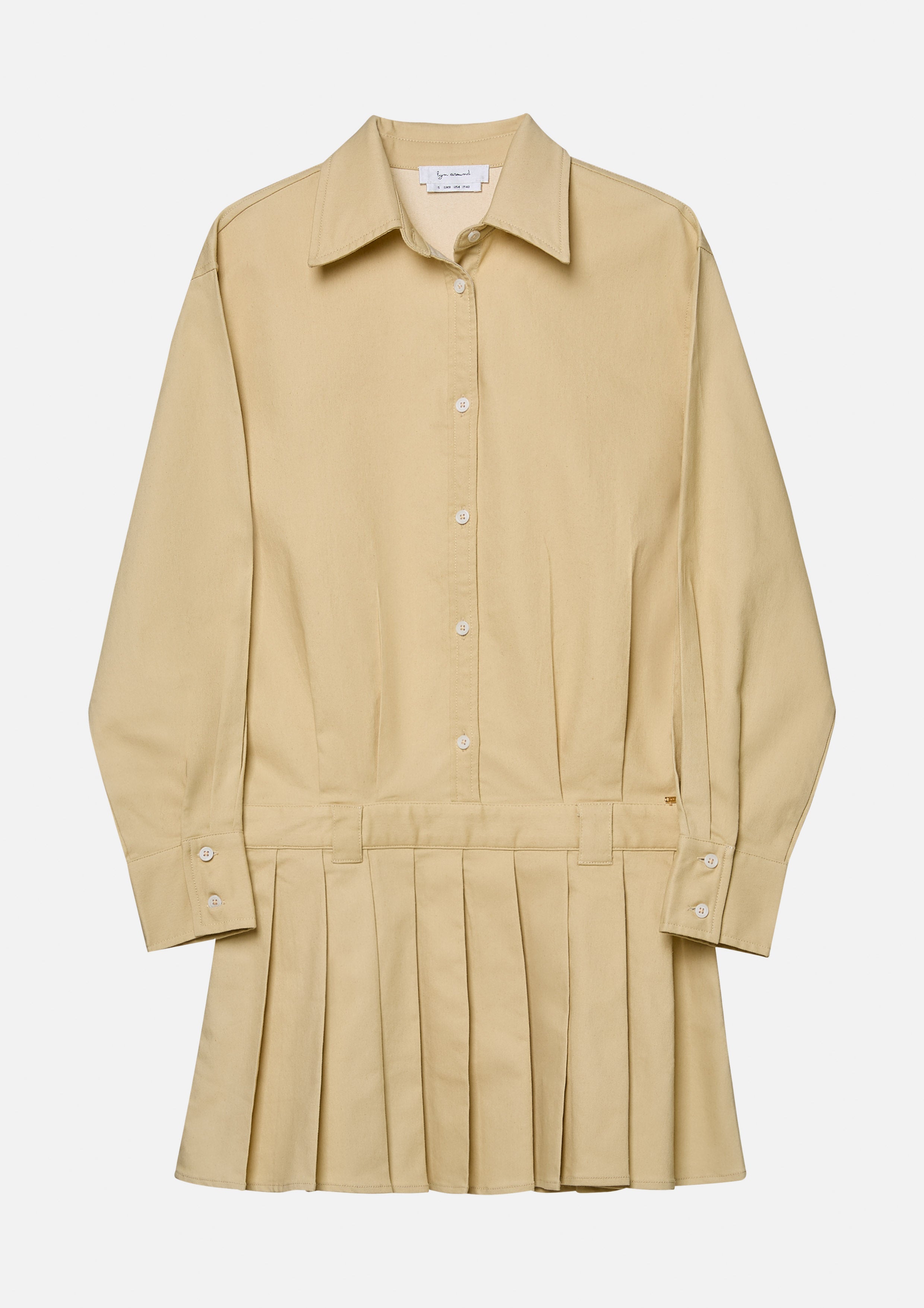 Long Sleeve Shirt Dress with Pleated Skirt Detail Urban Retreat
