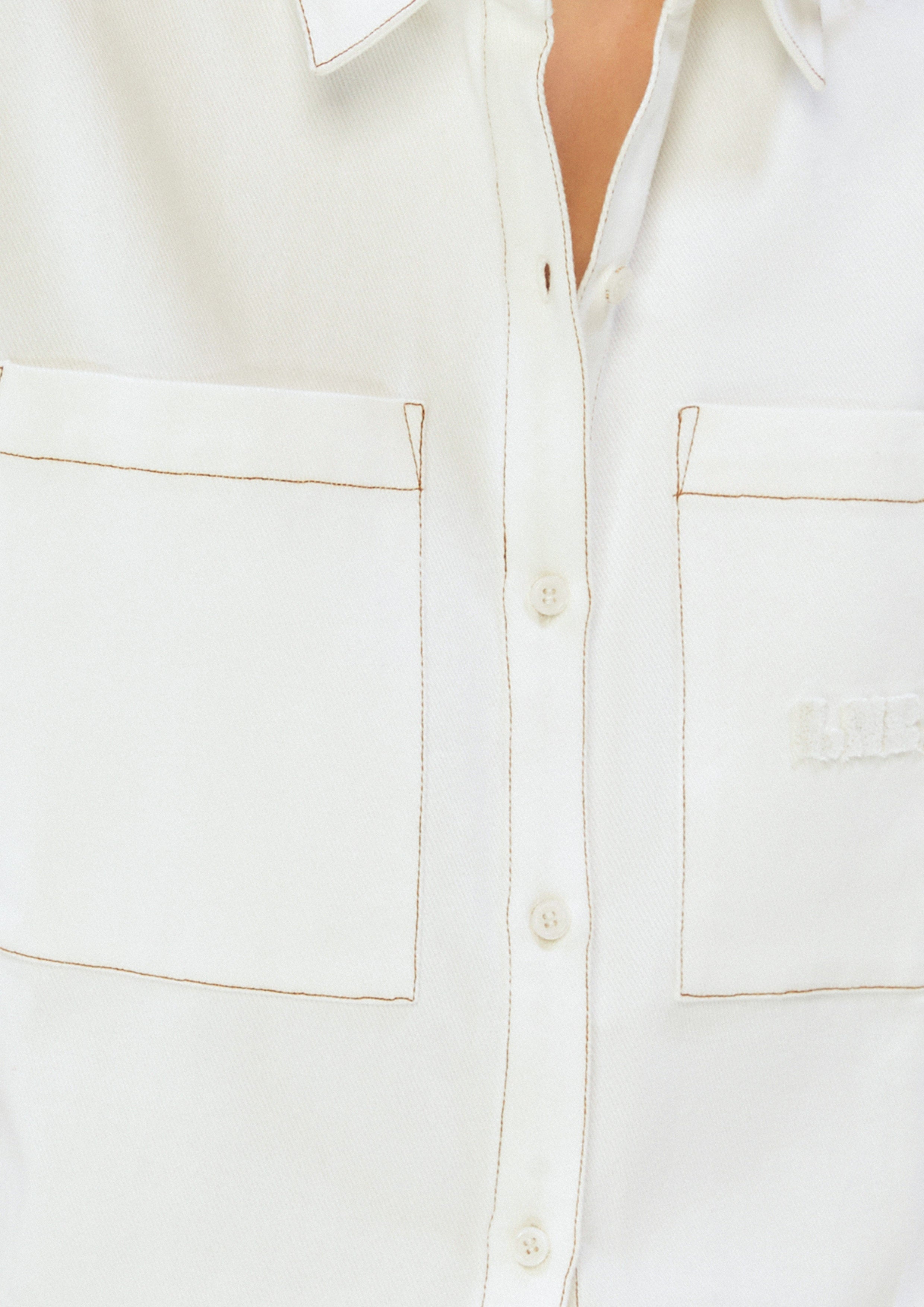 Stitching Short Sleeve Shirt Adventure Awaits