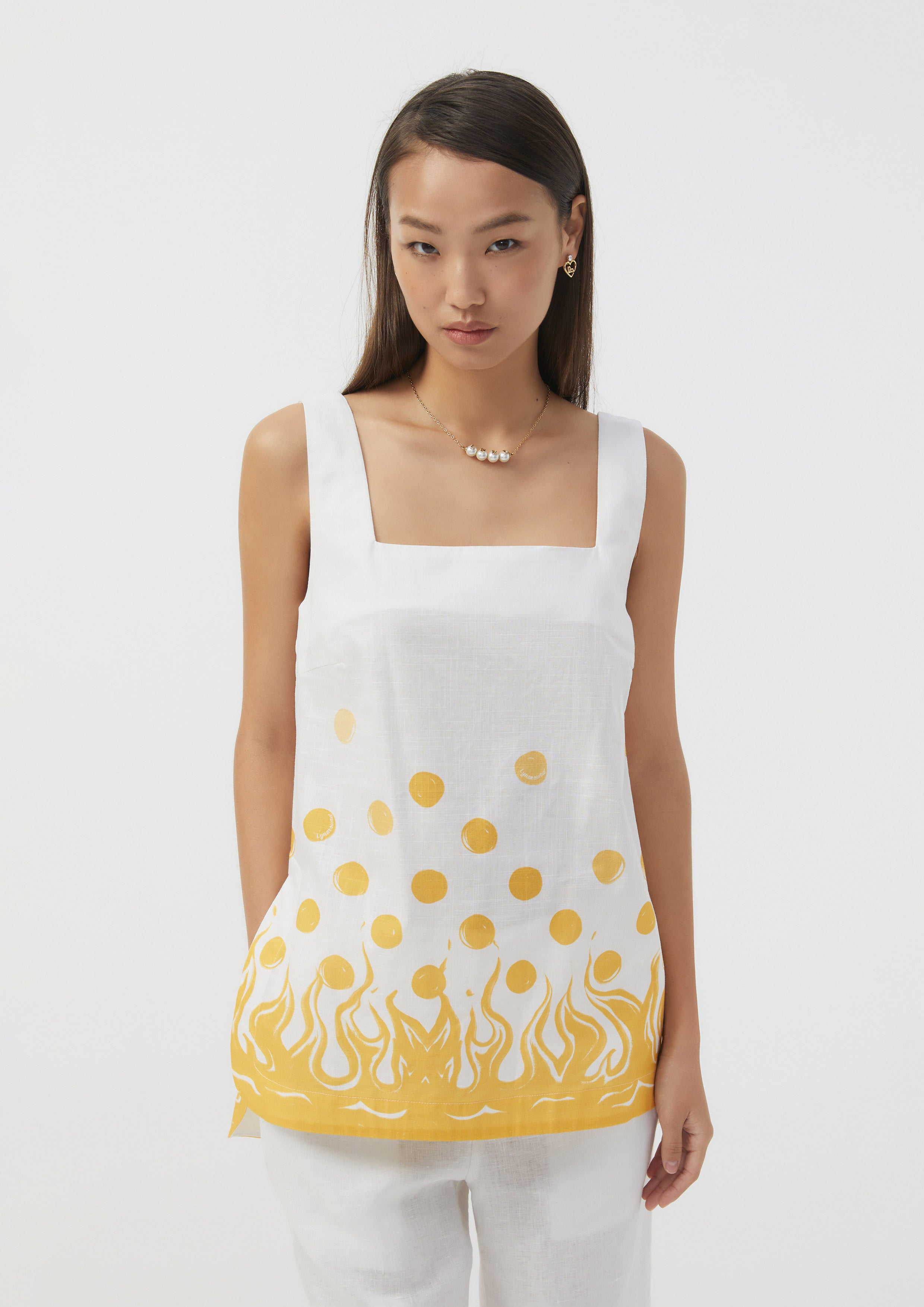 เสื้อสายเดี่ยว พิมพ์ลายเปลวไฟและลายจุด Ember Mirage