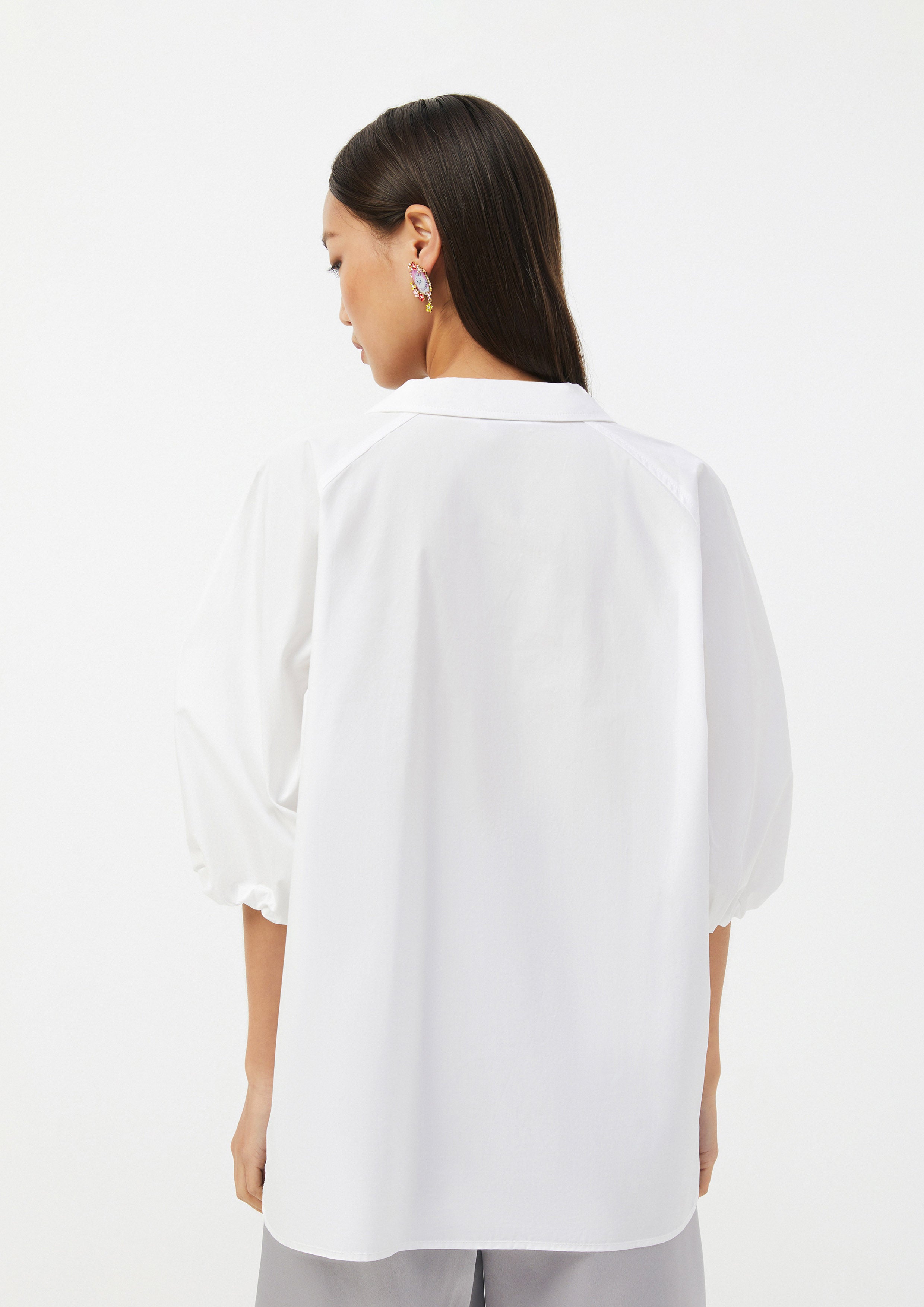Balloon Sleeve V-Neck Blouse Ember Mirage