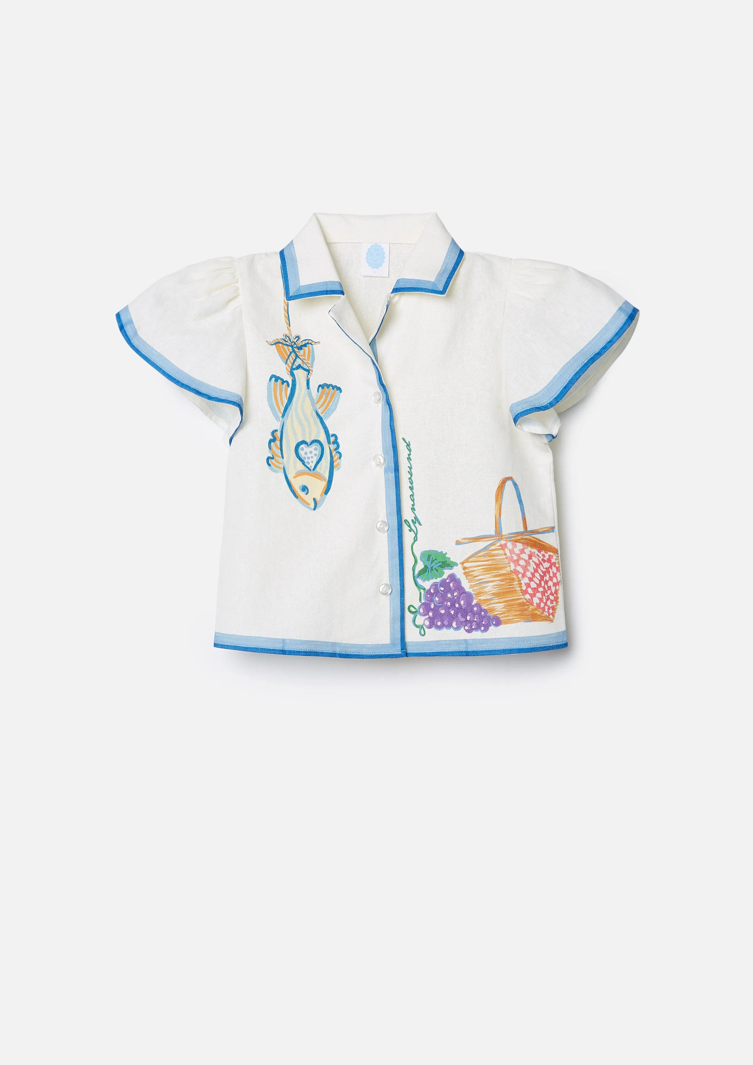 Picnic Story Printed Short Sleeve Shirt For Girls Soleviva Vacation Collection