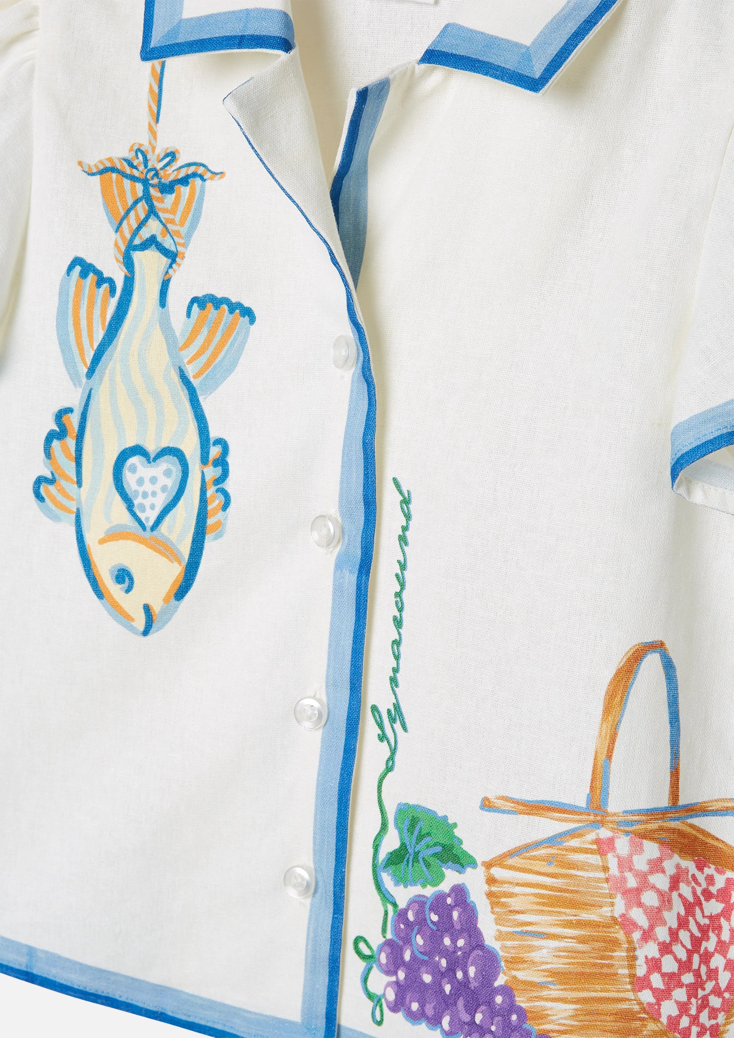 Picnic Story Printed Short Sleeve Shirt For Girls Soleviva Vacation Collection