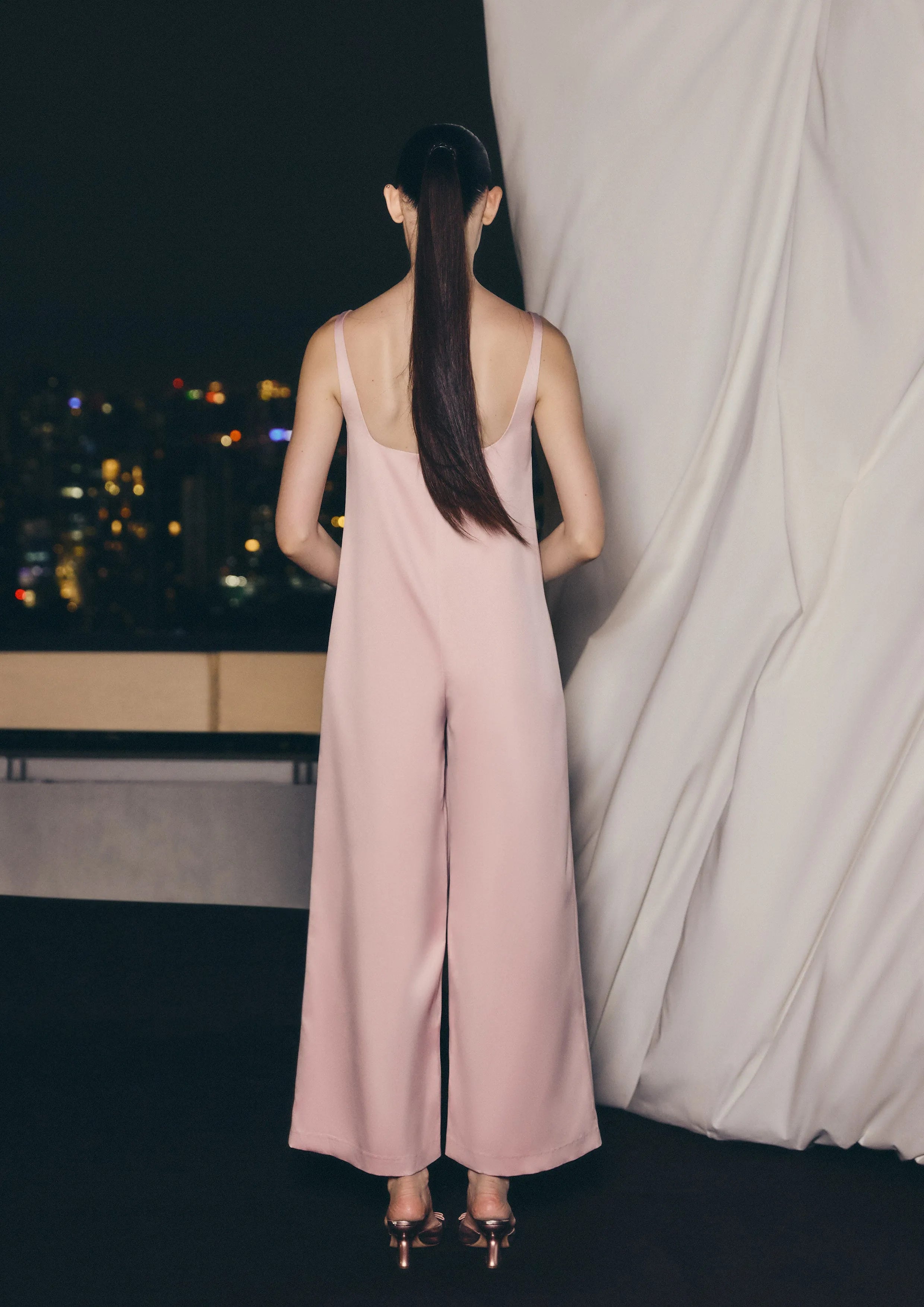 Rhinestones Sleeveless Wide-Leg Jumpsuit Soleviva Vacation Collection