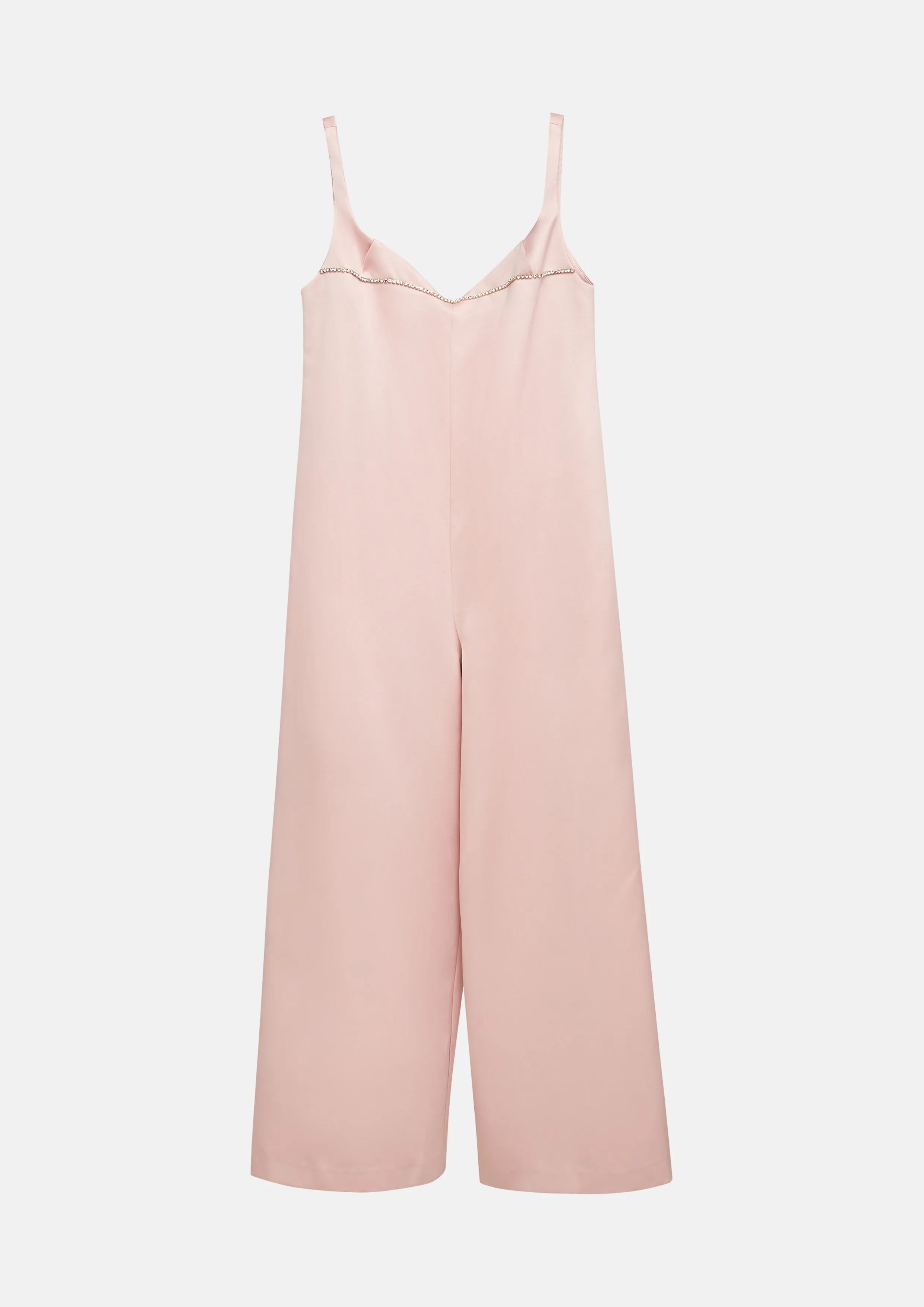 Rhinestones Sleeveless Wide-Leg Jumpsuit Soleviva Vacation Collection
