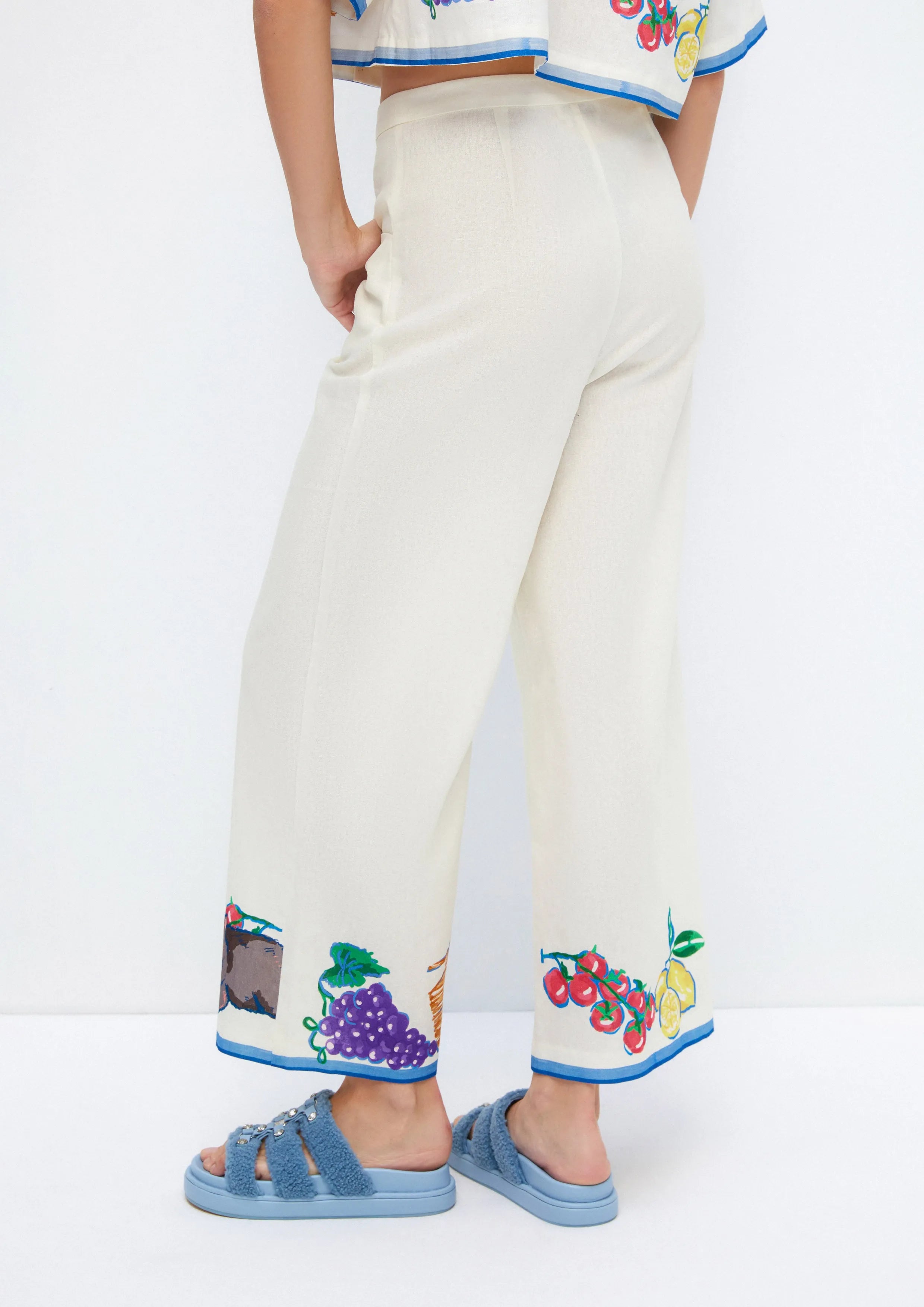 Garden Picnic Printed Wide-Leg Pants Soleviva Vacation Collection