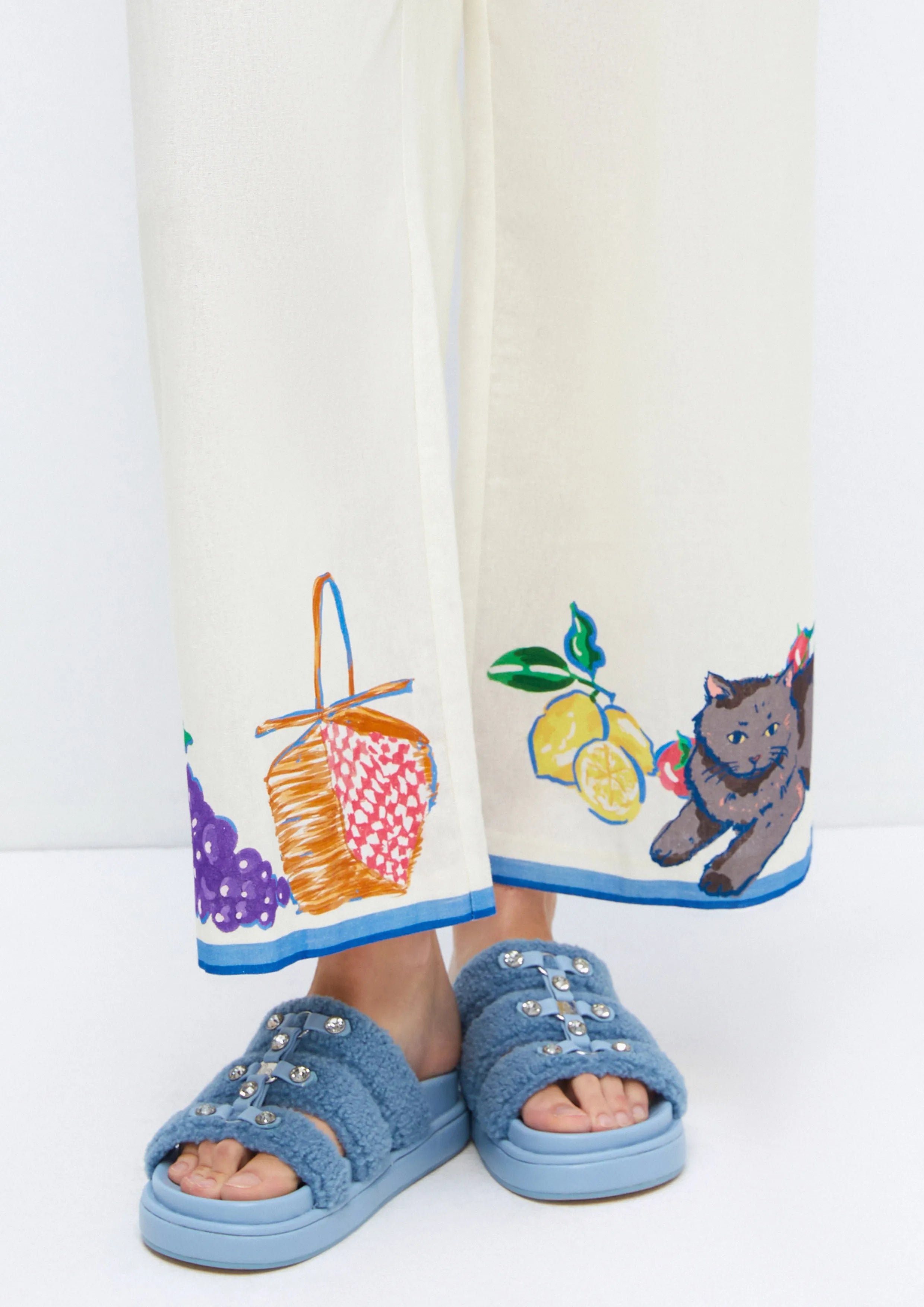 Garden Picnic Printed Wide-Leg Pants Soleviva Vacation Collection