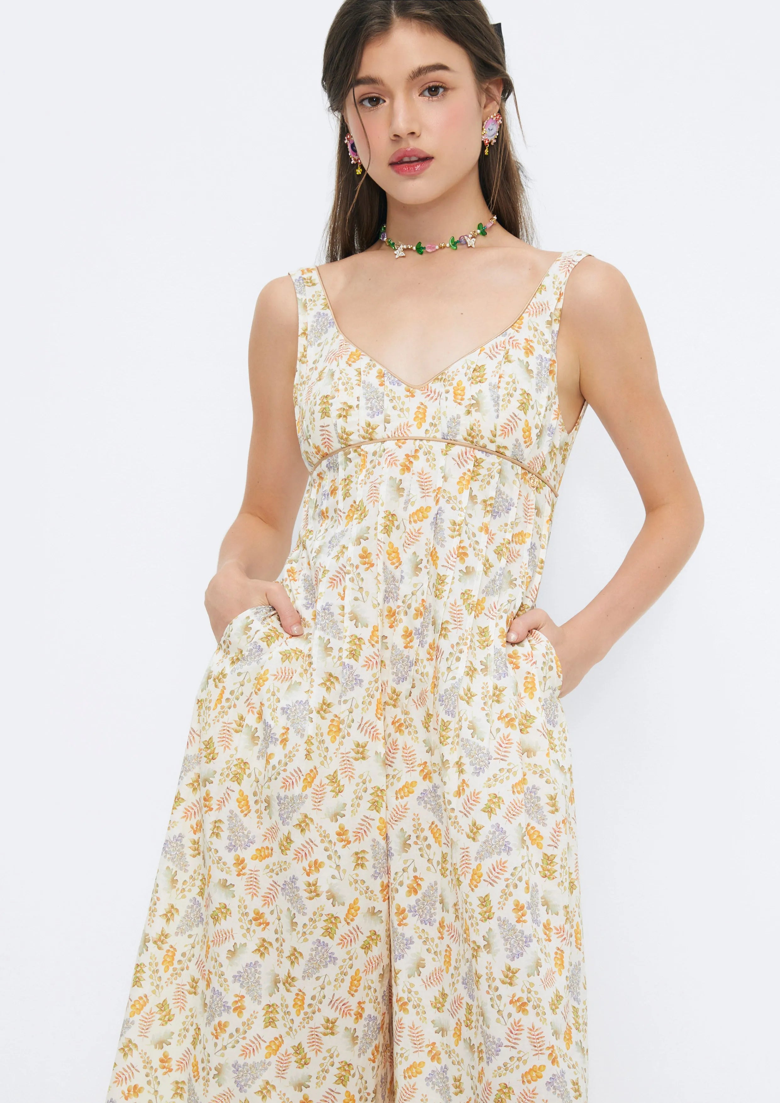 Floral Printed Wide-Leg Sleeveless Jumpsuit Soleviva Vacation Collection