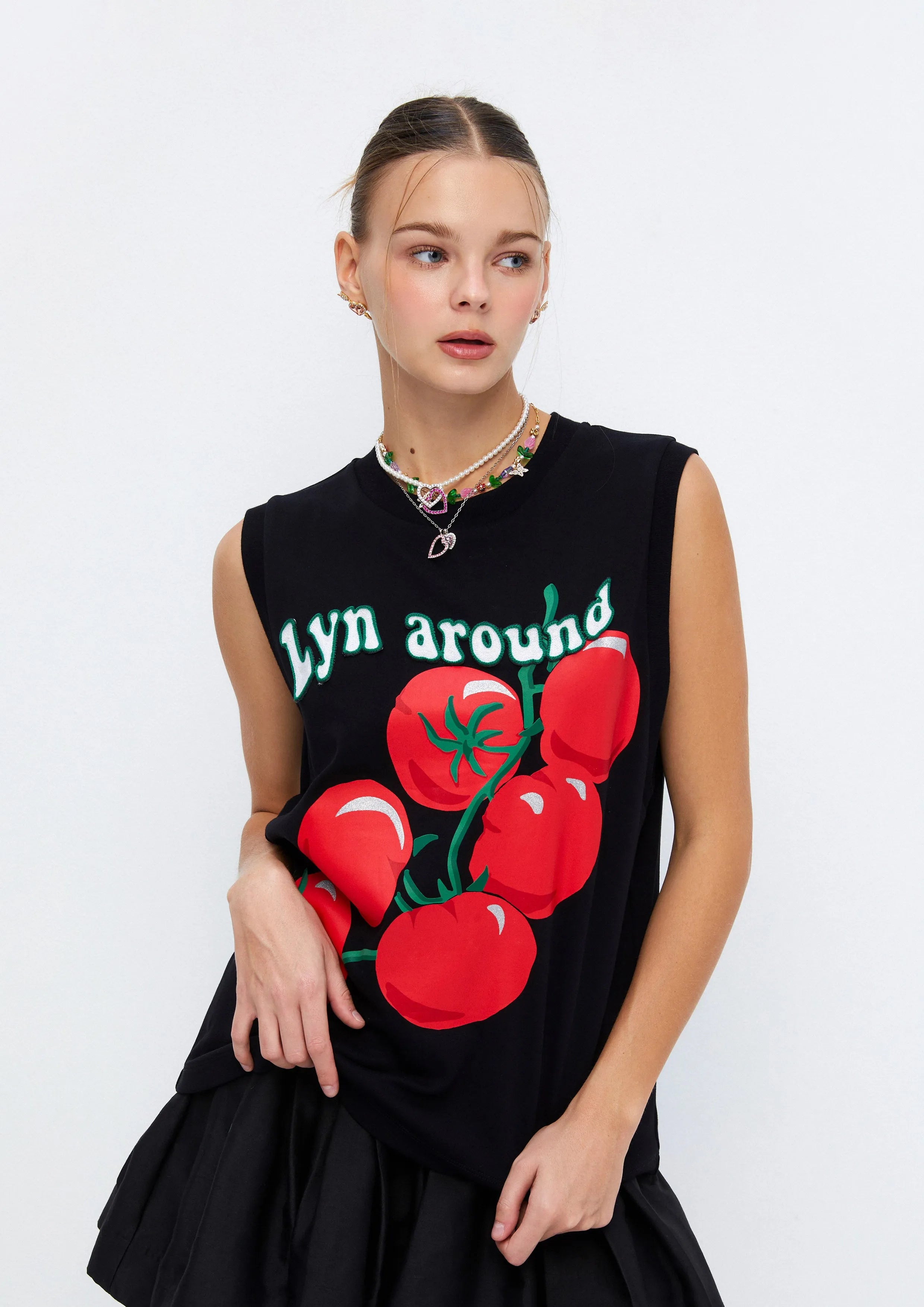 Juicy Tomatoes Printed Sleeveless Top Soleviva Vacation Collection