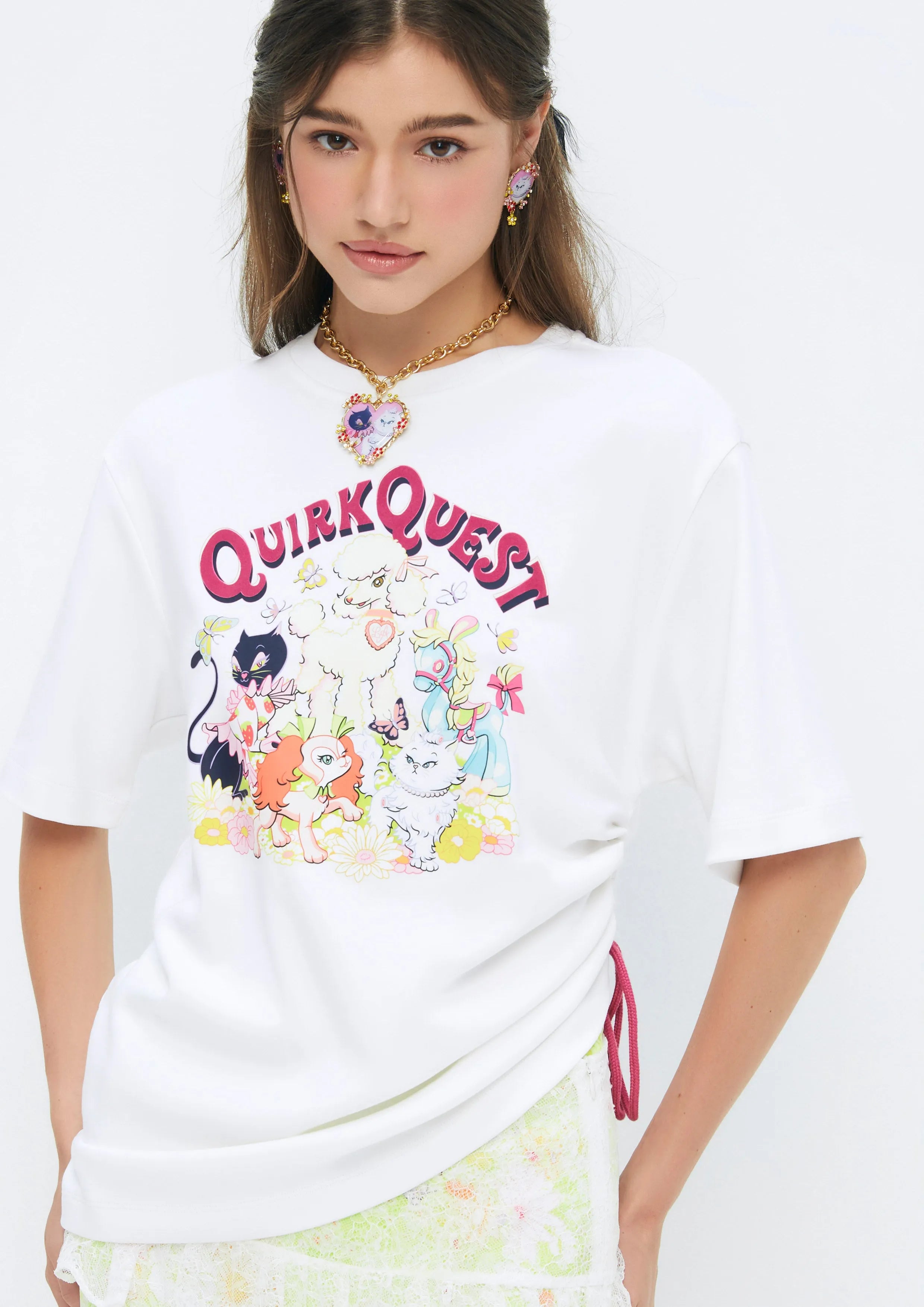 Sweet Fang Gang Side Drawstring T-Shirt Quirk Quest Collection