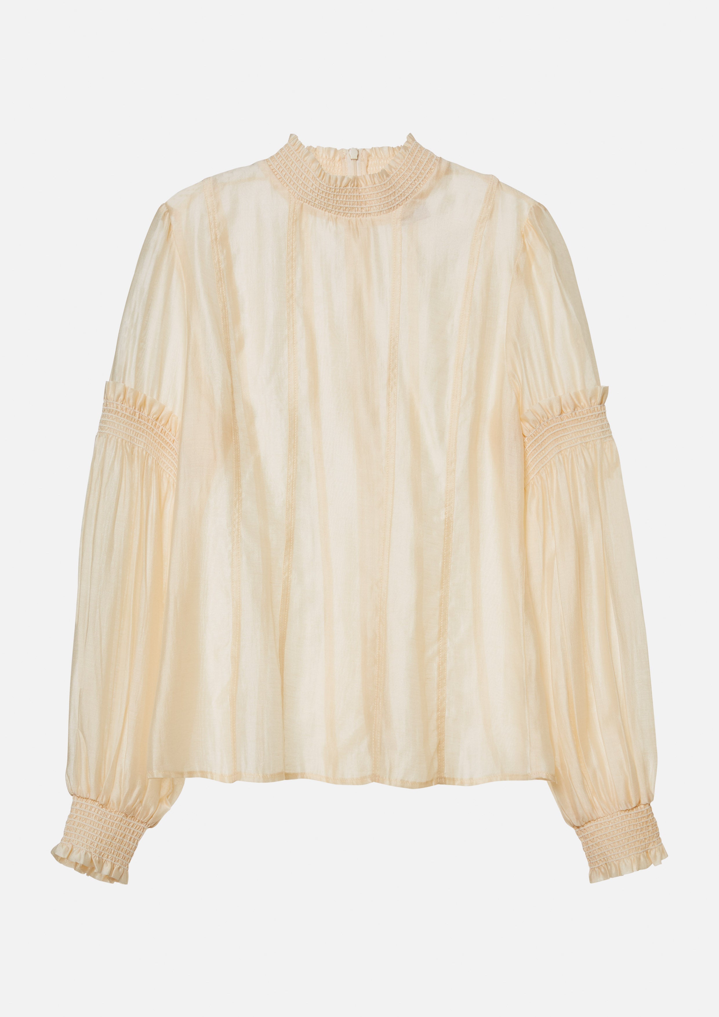 Shirred High Neck Blouse I'm Talking Flowers